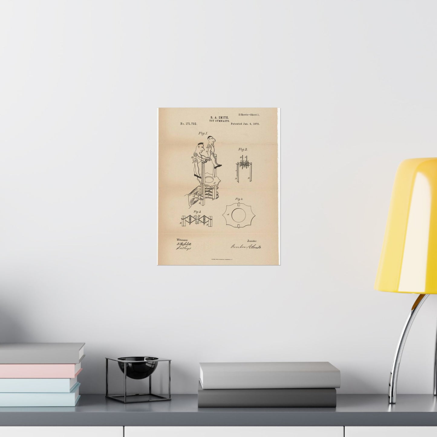 Patent drawing - for a Toy Gymnast Public domain image High Quality Matte Wall Art Poster for Home, Office, Classroom