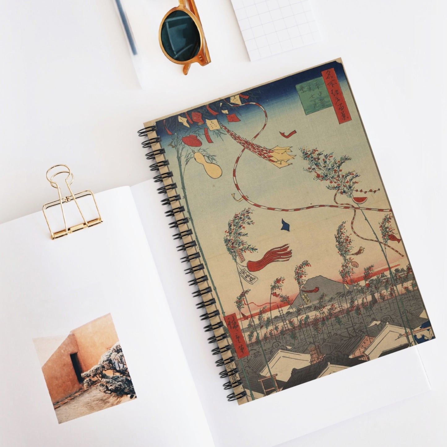 Gajō icchō, Ando Hiroshige - Public domain portrait drawing Spiral Bound Ruled Notebook with Printed Cover