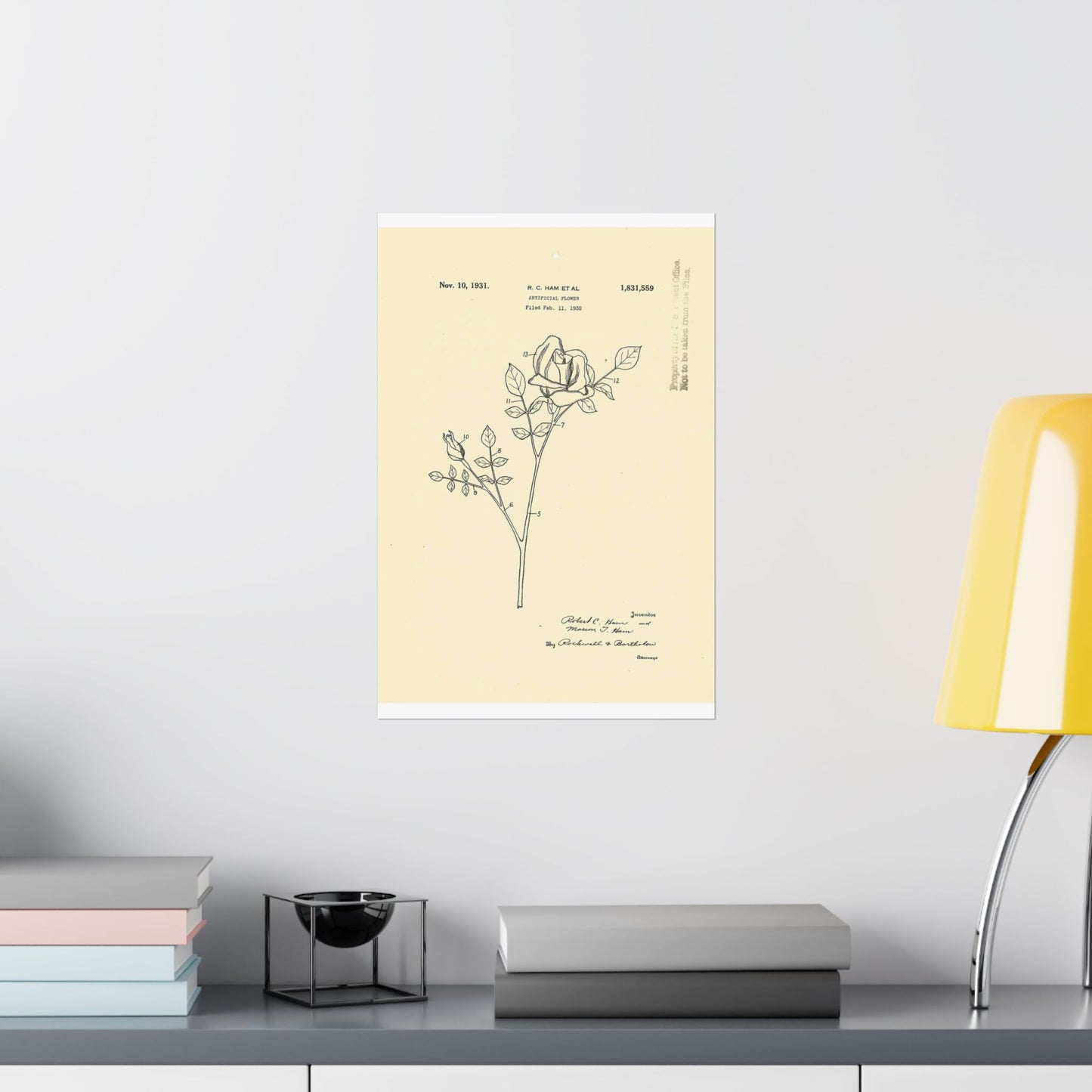 Patent Case File No. 1,831,559, Artificial Flower, Inventor(s)- Robert C. Ham and Marion T. Ham. - DPLA - 08745302078898b8870d70b04cb216a9 (page 5) High Quality Matte Wall Art Poster for Home, Office, Classroom