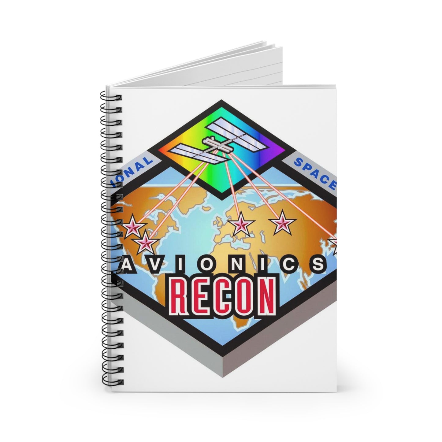 Logo for the International Space Station Avionics Recon team Spiral Bound Ruled Notebook with Printed Cover