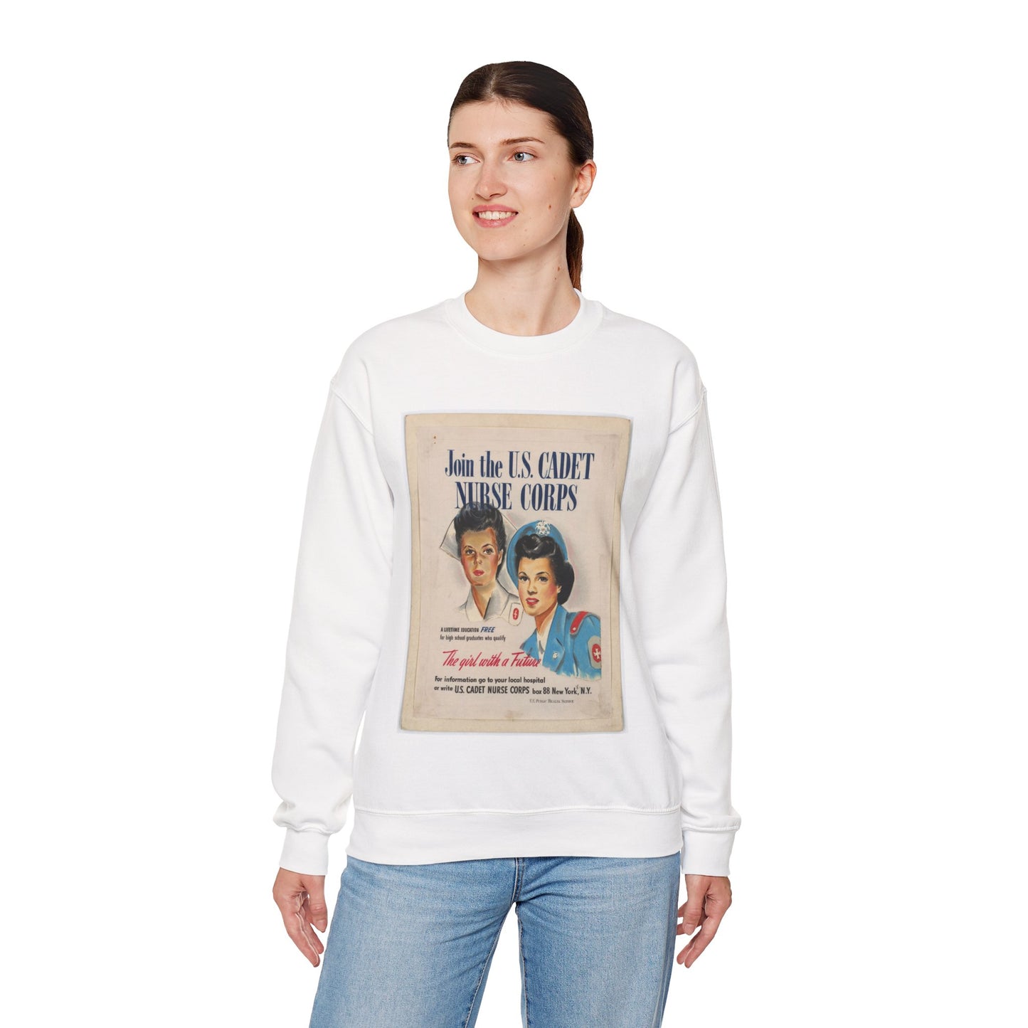 Join the U.S. Cadet Nurse Corps White Heavy Blend Adult Crew Neck SweatShirt