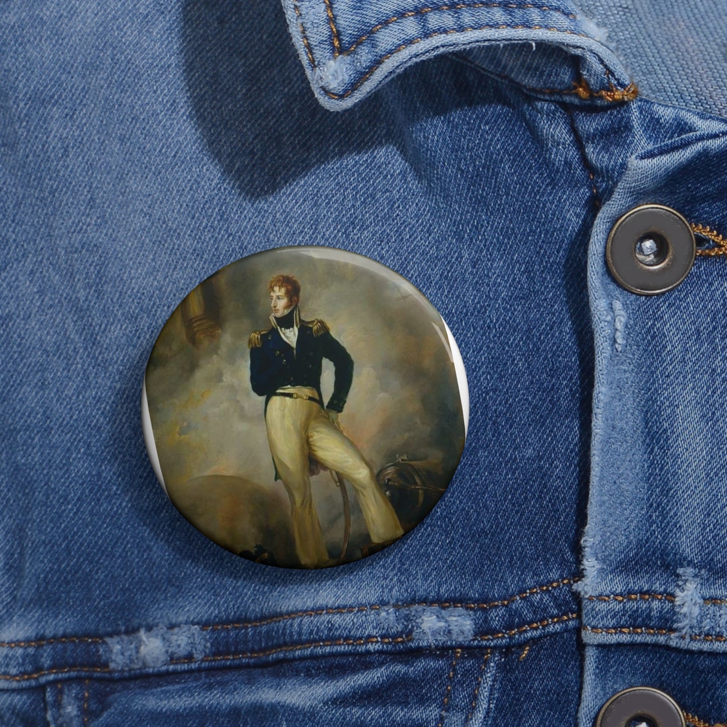 Lord Cochrane 1807 - Public domain painting Pin Buttons with Crisp Design
