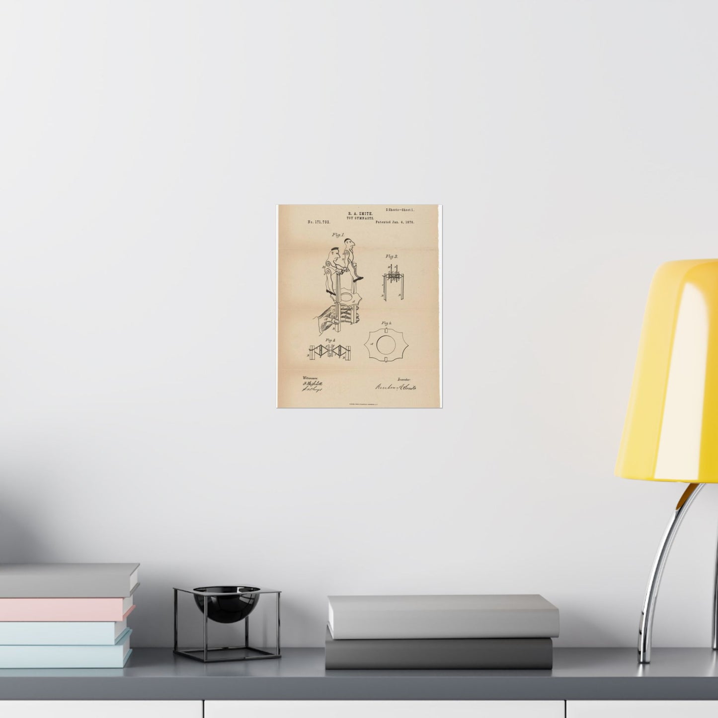 Patent drawing - for a Toy Gymnast Public domain image High Quality Matte Wall Art Poster for Home, Office, Classroom