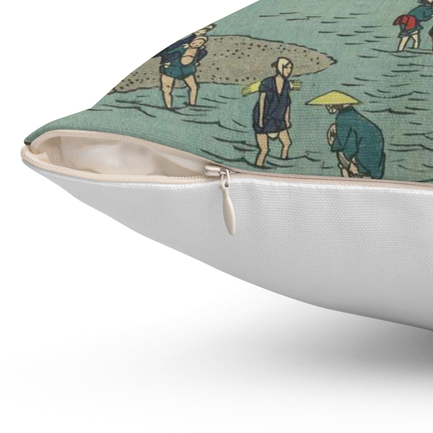 Fujieda, Andō Hiroshige - Public domain portrait drawing Decorative Accent Square Pillow