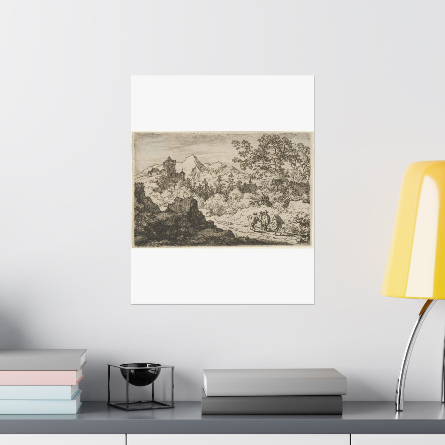 The Three Men and the Porter - Public domain dedication. Metropolitan Museum of Art image. High Quality Matte Wall Art Poster for Home, Office, Classroom