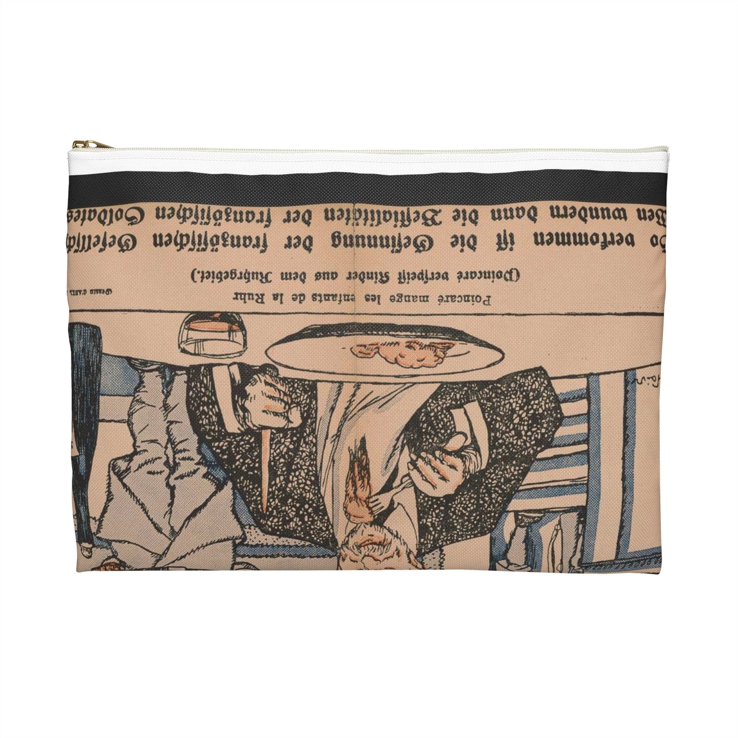 Poincare ́mange les enfants de la Ruhr Dessin d' Abel Faivre Large Organizer Pouch with Black Zipper