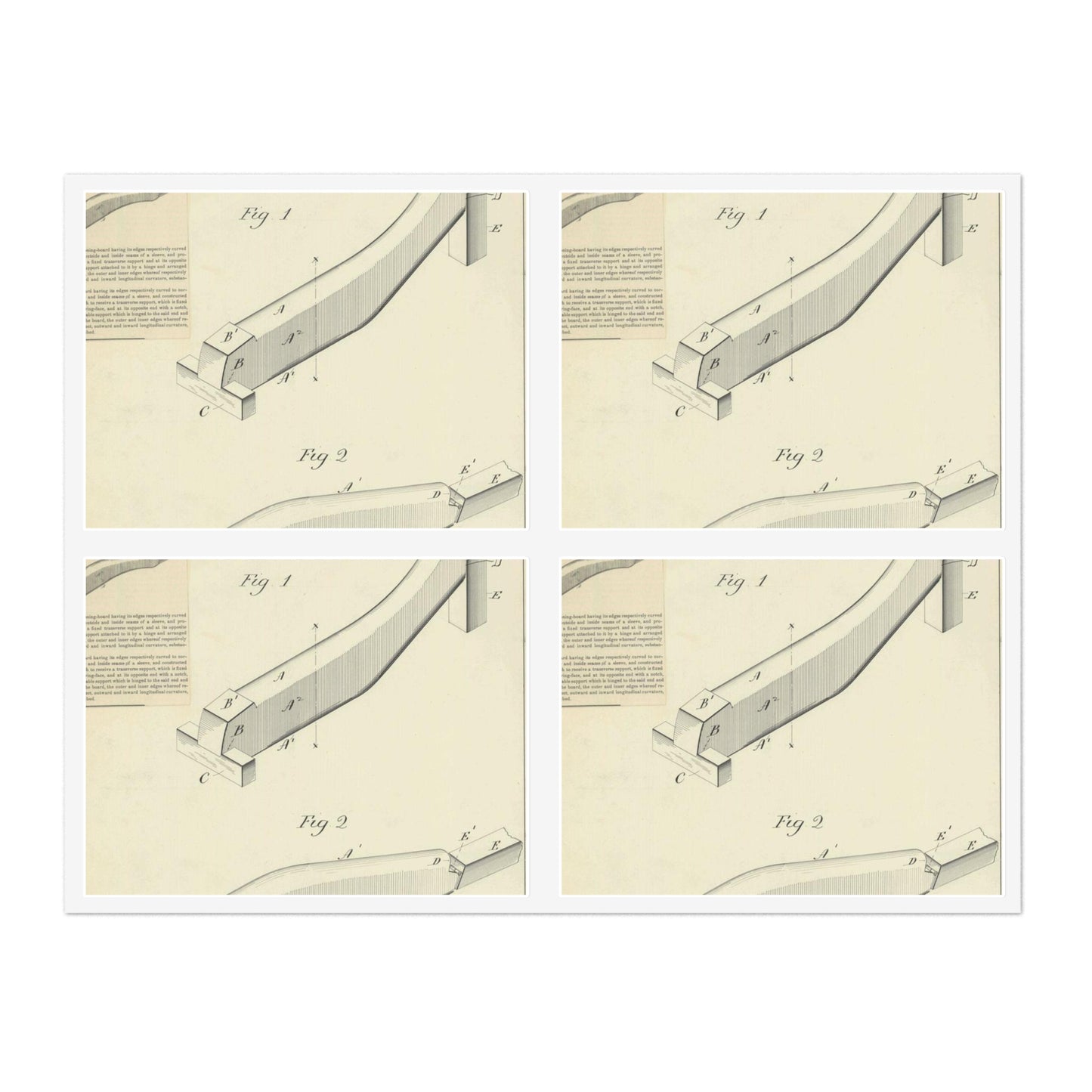 Patent drawing - for S. Boone's Ironing Board Public domain image Laminated UV Protective Vinyl Stickers