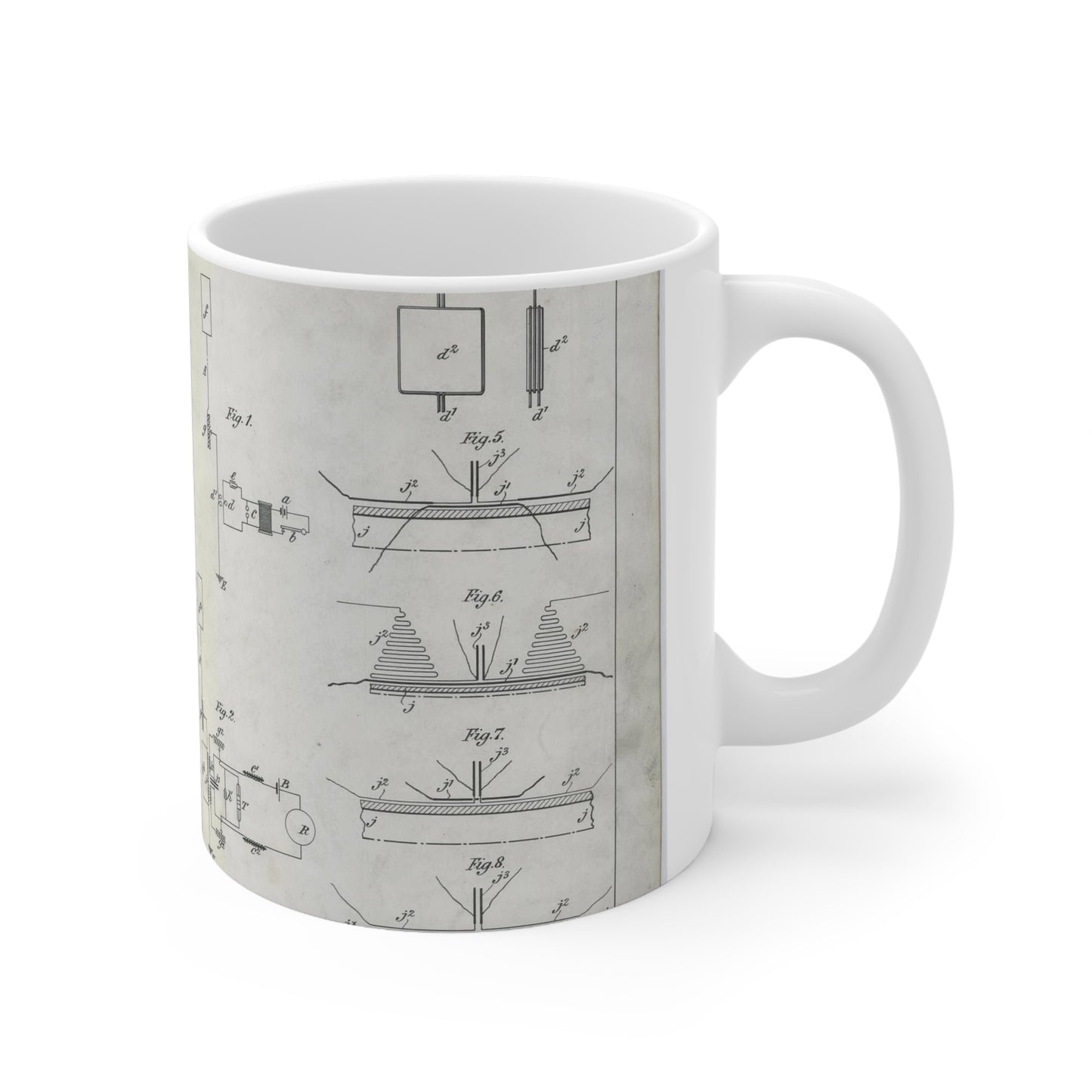Patent drawing - for G. Marconi's Apparatus for Wireless Telegraphy Public domain image Beautiful Novelty Ceramic Coffee Mug 11oz