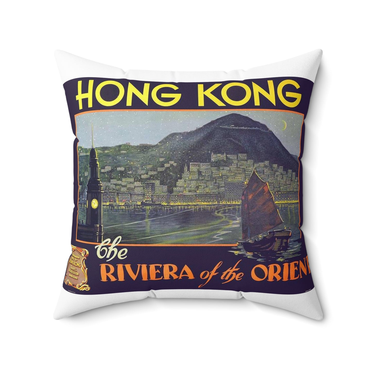 Hong Kong – Riviera of the Orient, c. 1930 Decorative Accent Square Pillow