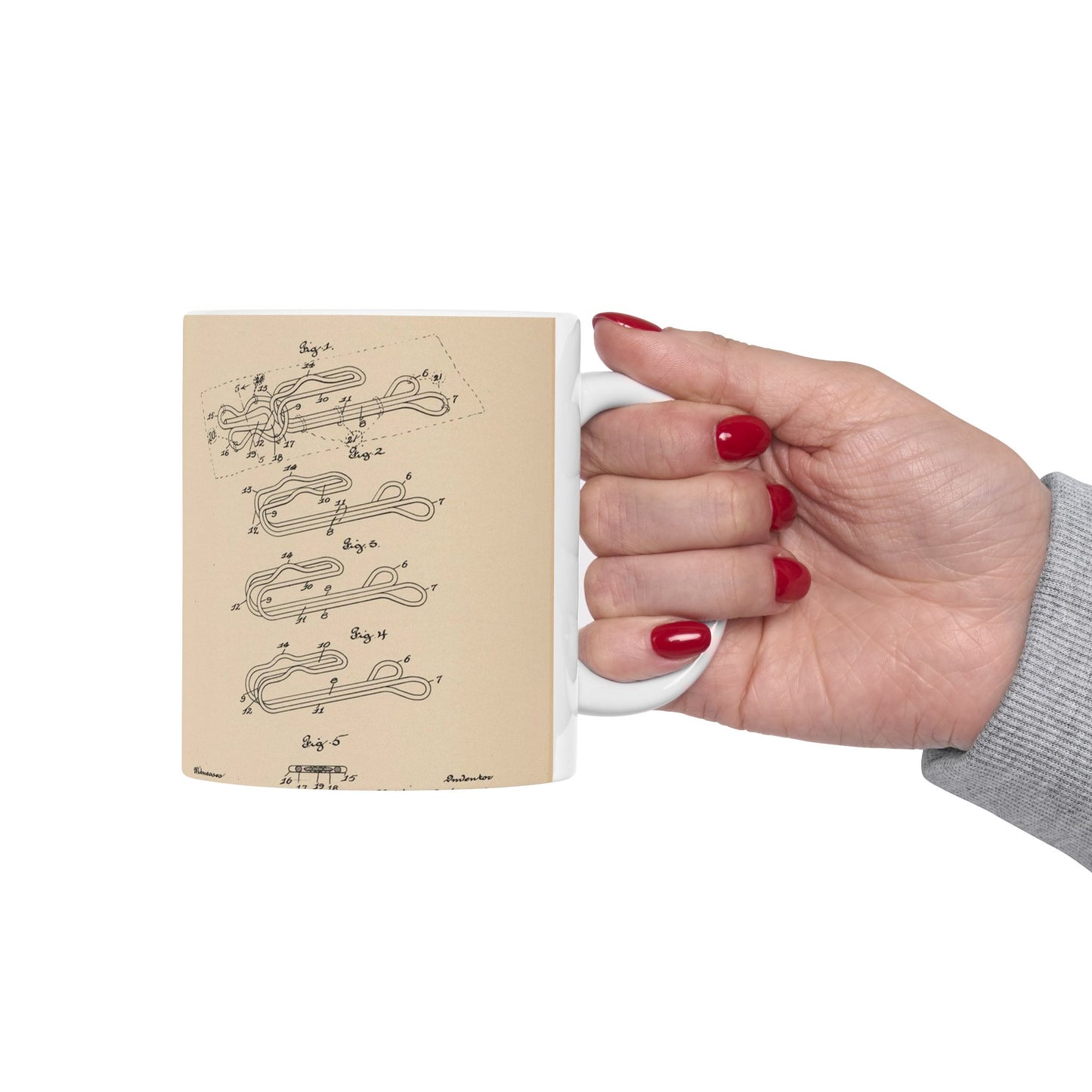 Patent drawing - for a Hook and Eye Fastener Public domain image Beautiful Novelty Ceramic Coffee Mug 11oz