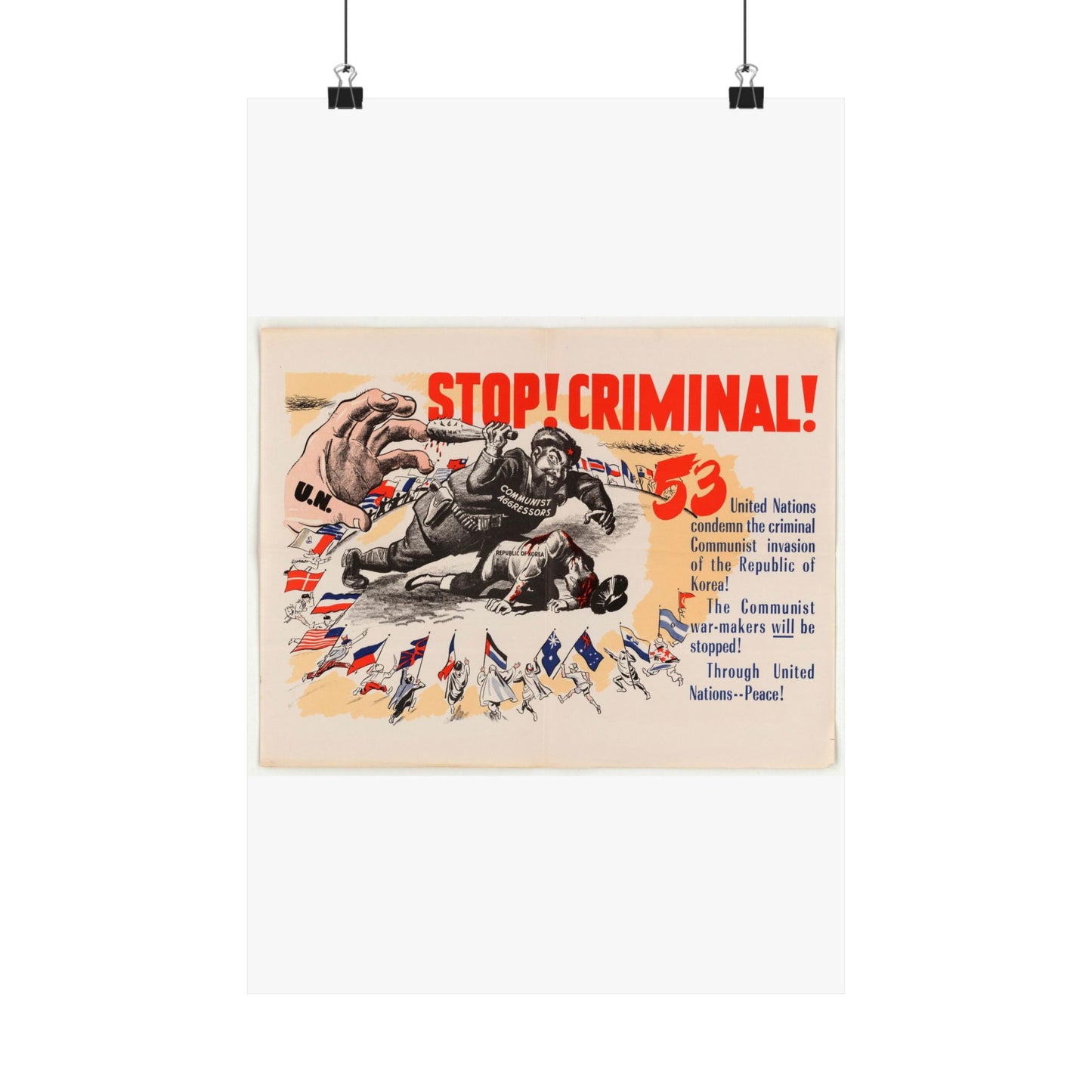 Stop Criminal!, Cold War American Propaganda poster High Quality Matte Wall Art Poster for Home, Office, Classroom