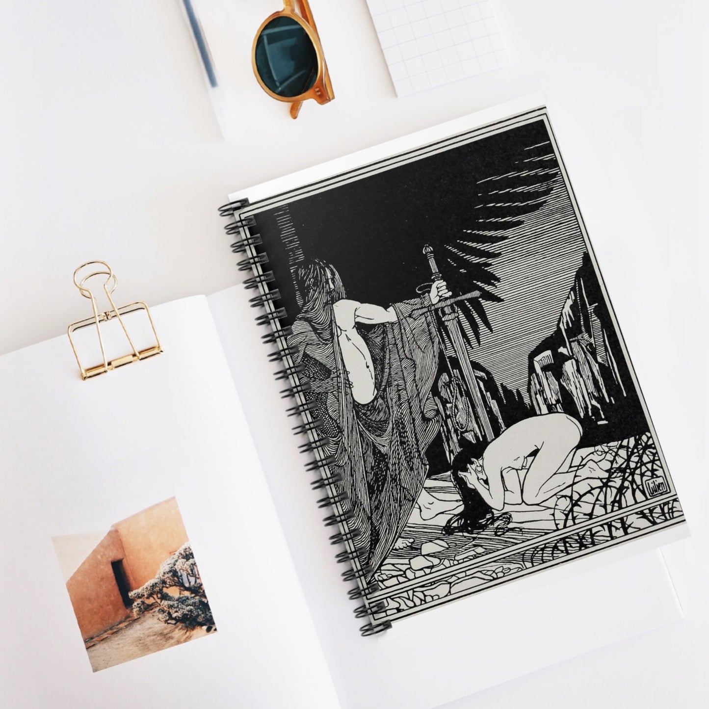Juda 3 - Art nouveau public domain image Spiral Bound Ruled Notebook with Printed Cover