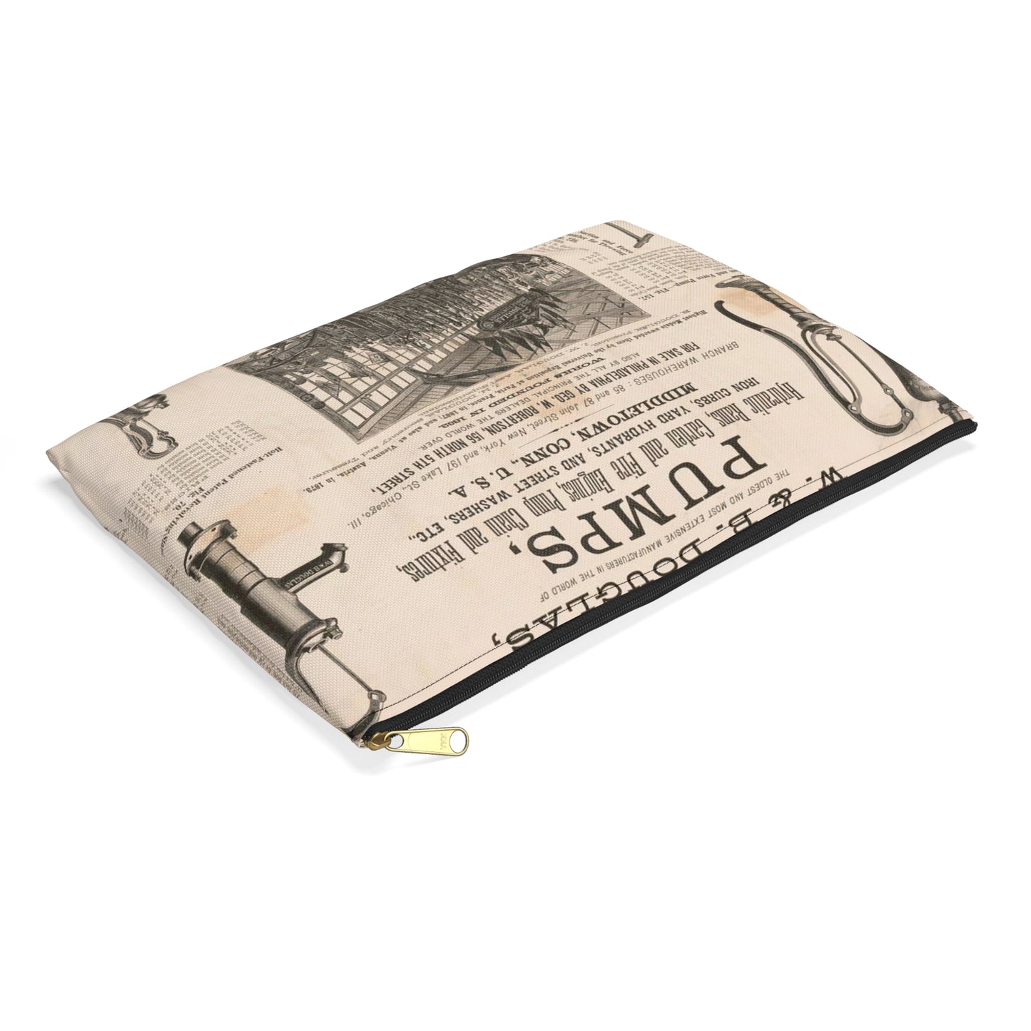W. & B. Douglas, the oldest and most extensive manufacturers in the world of pumps Large Organizer Pouch with Black Zipper