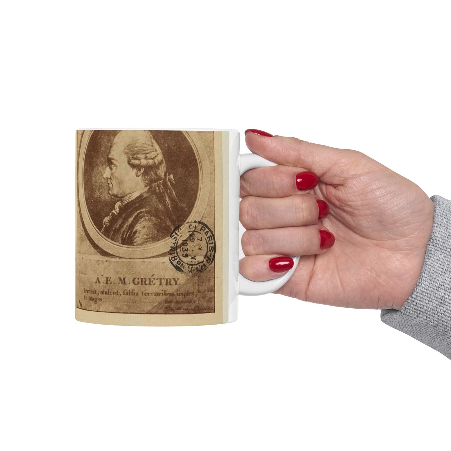 André Modeste Grétry 1741-1813 - Engraving, Public domain image Beautiful Novelty Ceramic Coffee Mug 11oz
