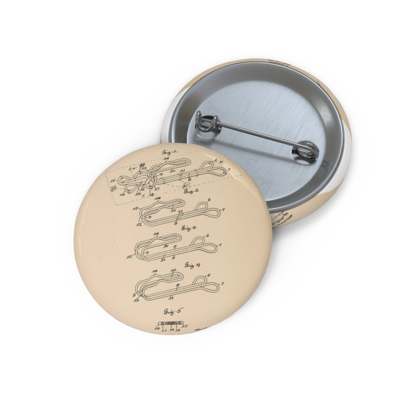 Patent drawing - for a Hook and Eye Fastener Public domain image Pin Buttons with Crisp Design