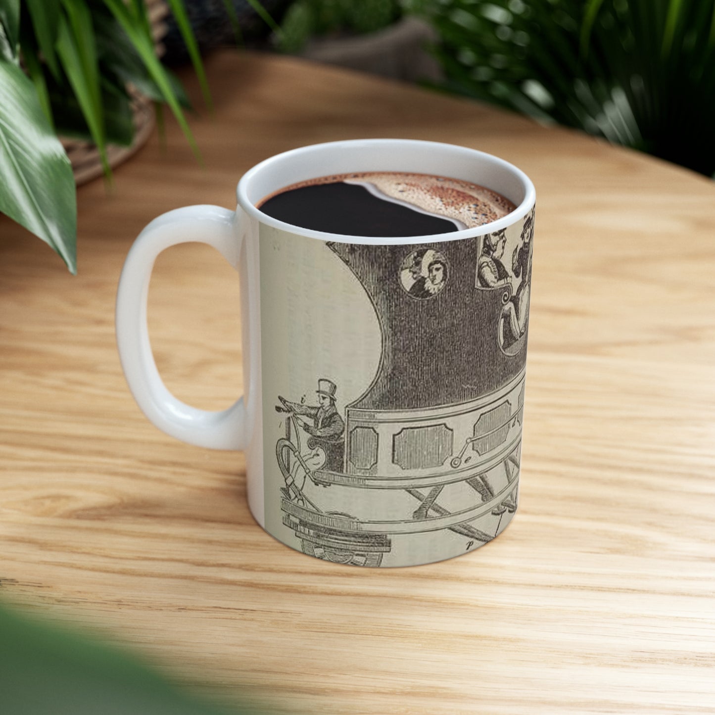 Patent Drawing of Engine - Patent steam coach, by the late Mr. David Gordon Public domain image Beautiful Novelty Ceramic Coffee Mug 11oz
