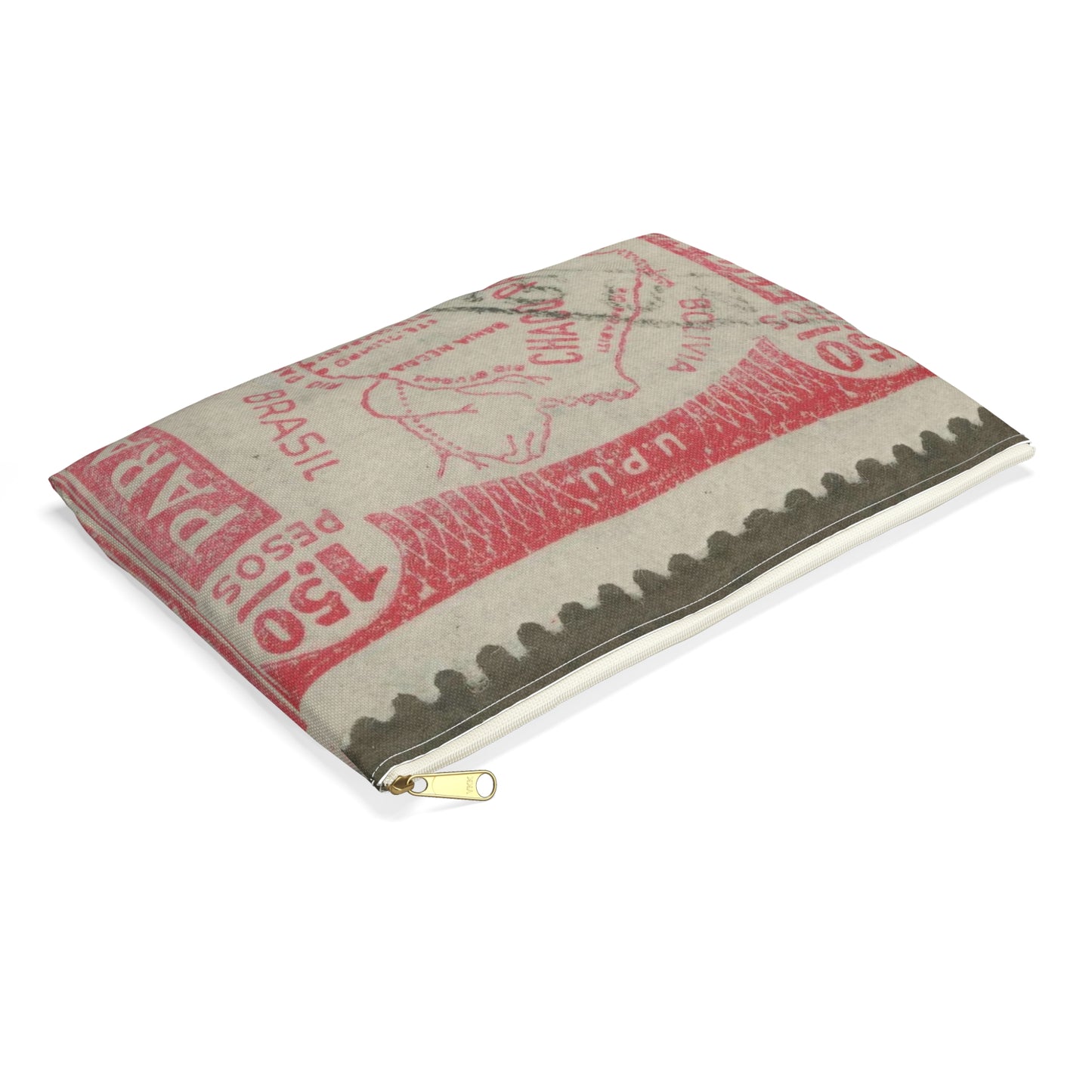 Frimärke ur Gösta Bodmans filatelistiska motivsamling, påbörjad 1950.Frimärke från Paraguay, 1935. Motiv av karta över Paraguay, Grand Chaco. Large Organizer Pouch with Black Zipper