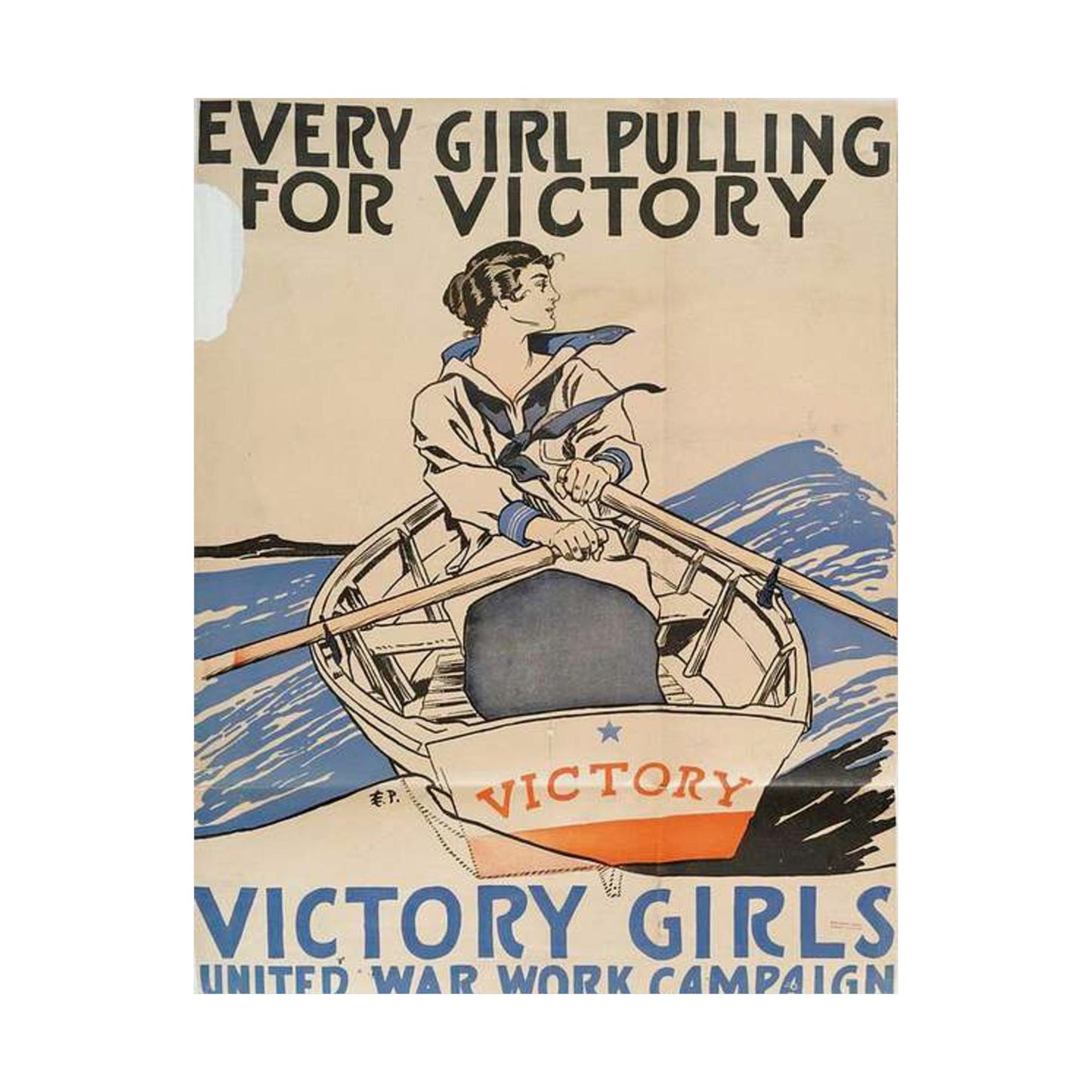 Every Girl Pulling for Victory, Victory Girls United War Work Campaign High Quality Matte Wall Art Poster for Home, Office, Classroom