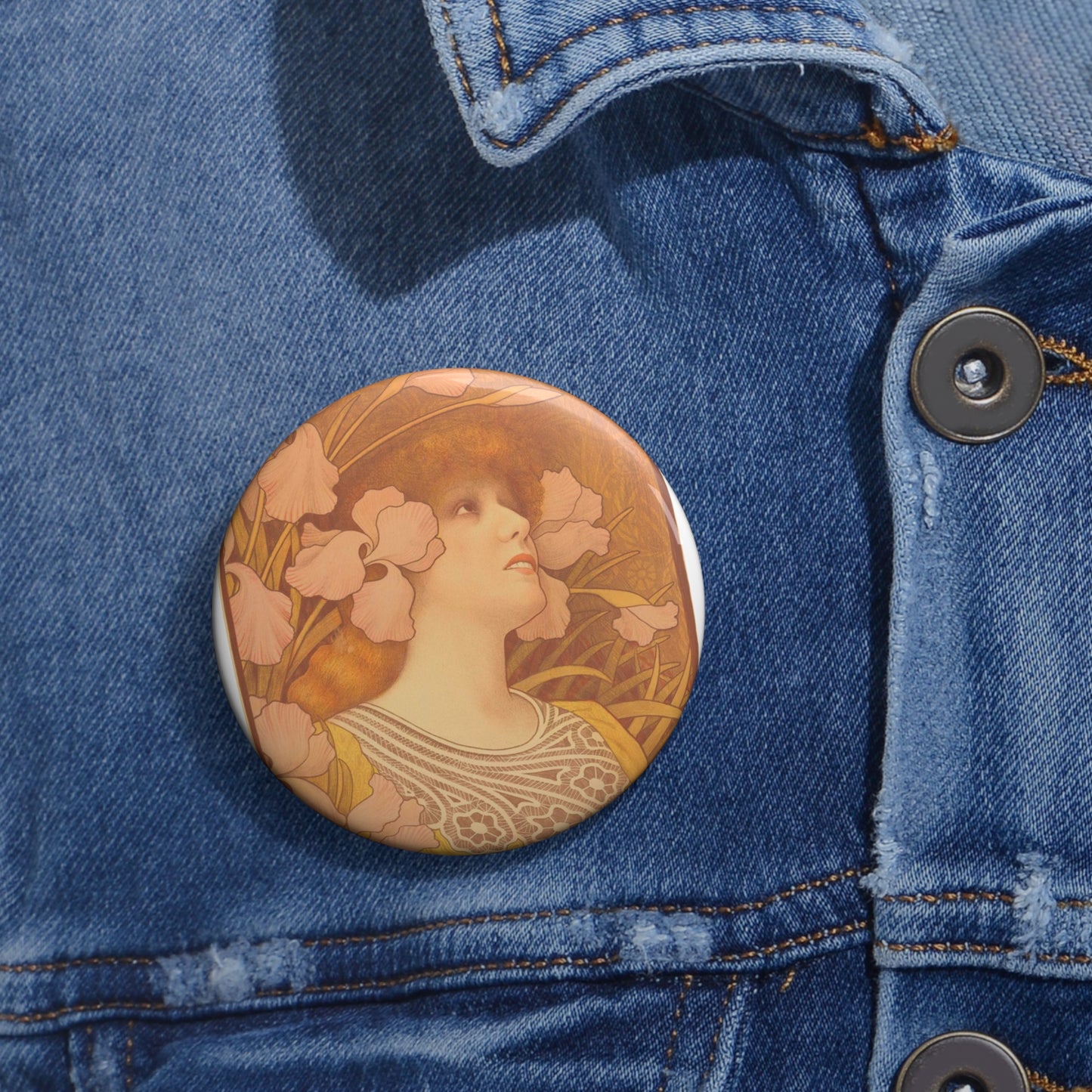 Paul Berthon, Sarah Bernhardt as Melisande, NGA 60945 Pin Buttons with Crisp Design