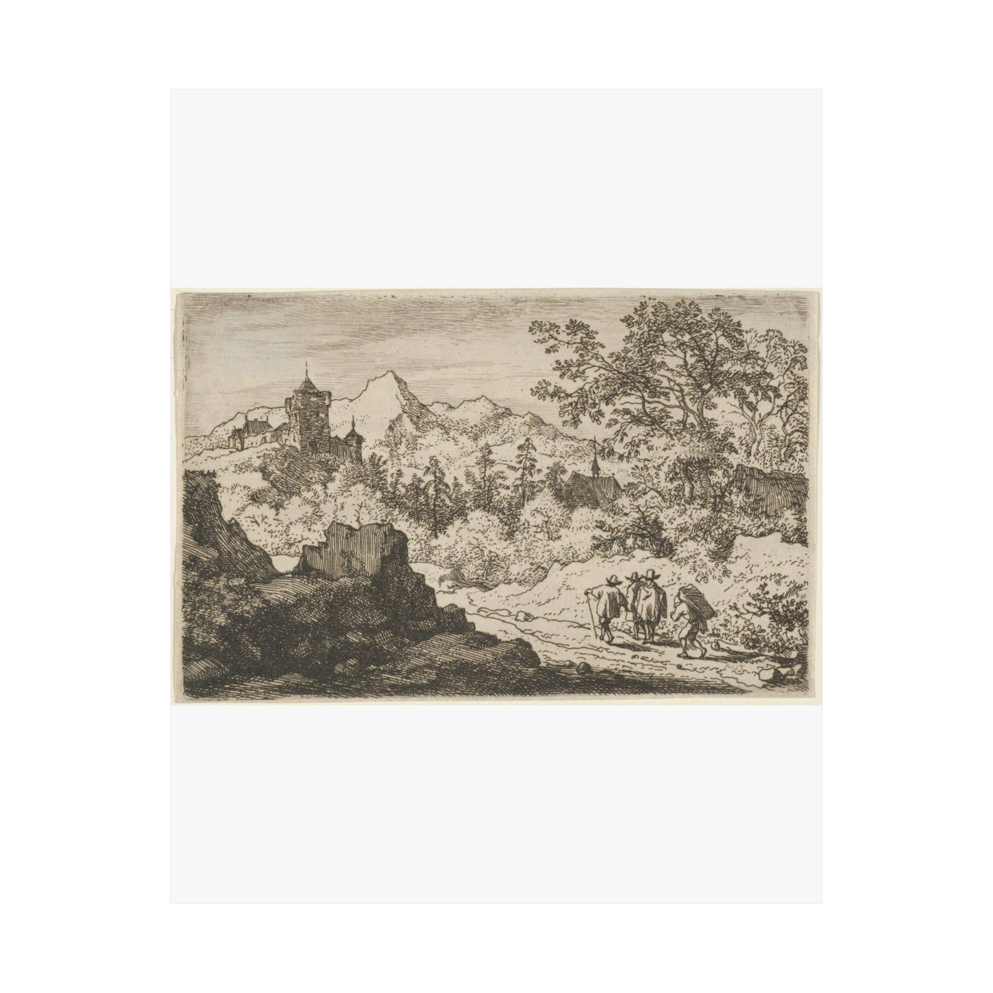 The Three Men and the Porter - Public domain dedication. Metropolitan Museum of Art image. High Quality Matte Wall Art Poster for Home, Office, Classroom