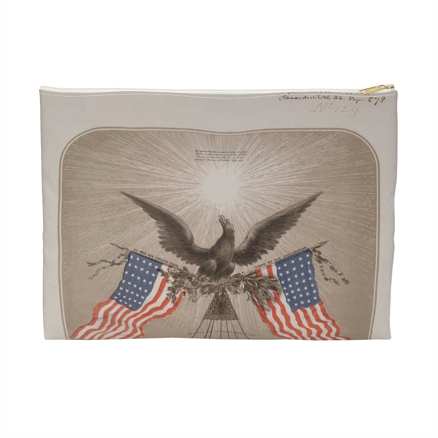 The American Declaration of Independence illustrated / Fabronious ; designed by R. Thayer ; L. Prang & Co. Lith., Boston. Large Organizer Pouch with Black Zipper