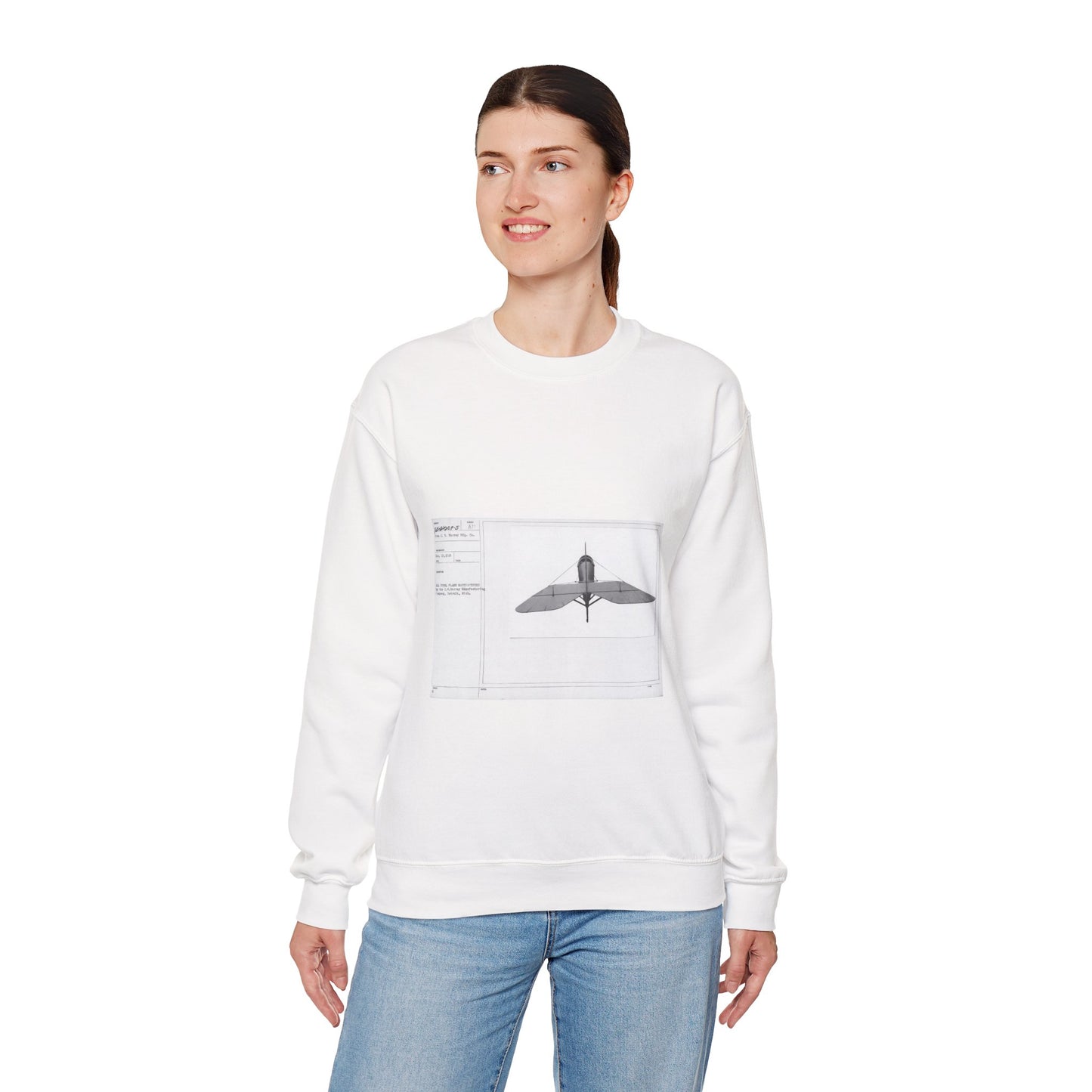 Patent drawing - Airplanes - Types - All steel manufactured by the J.W. Murray Manufacturing Company, Detroit, Michigan Public domain image White Heavy Blend Adult Crew Neck SweatShirt