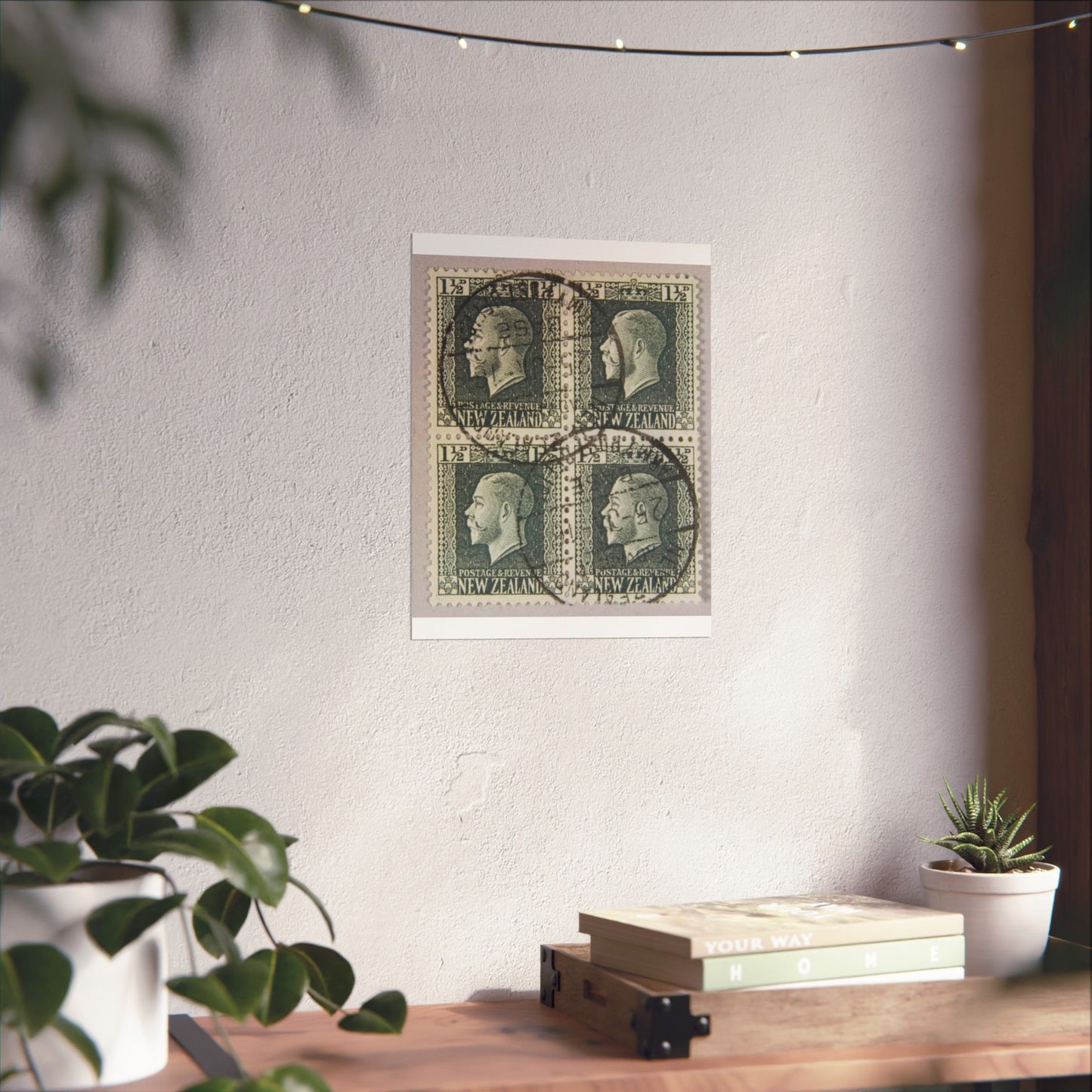 Block of one and a half penny 'King George V' definitive stamps in grey slate High Quality Matte Wall Art Poster for Home, Office, Classroom