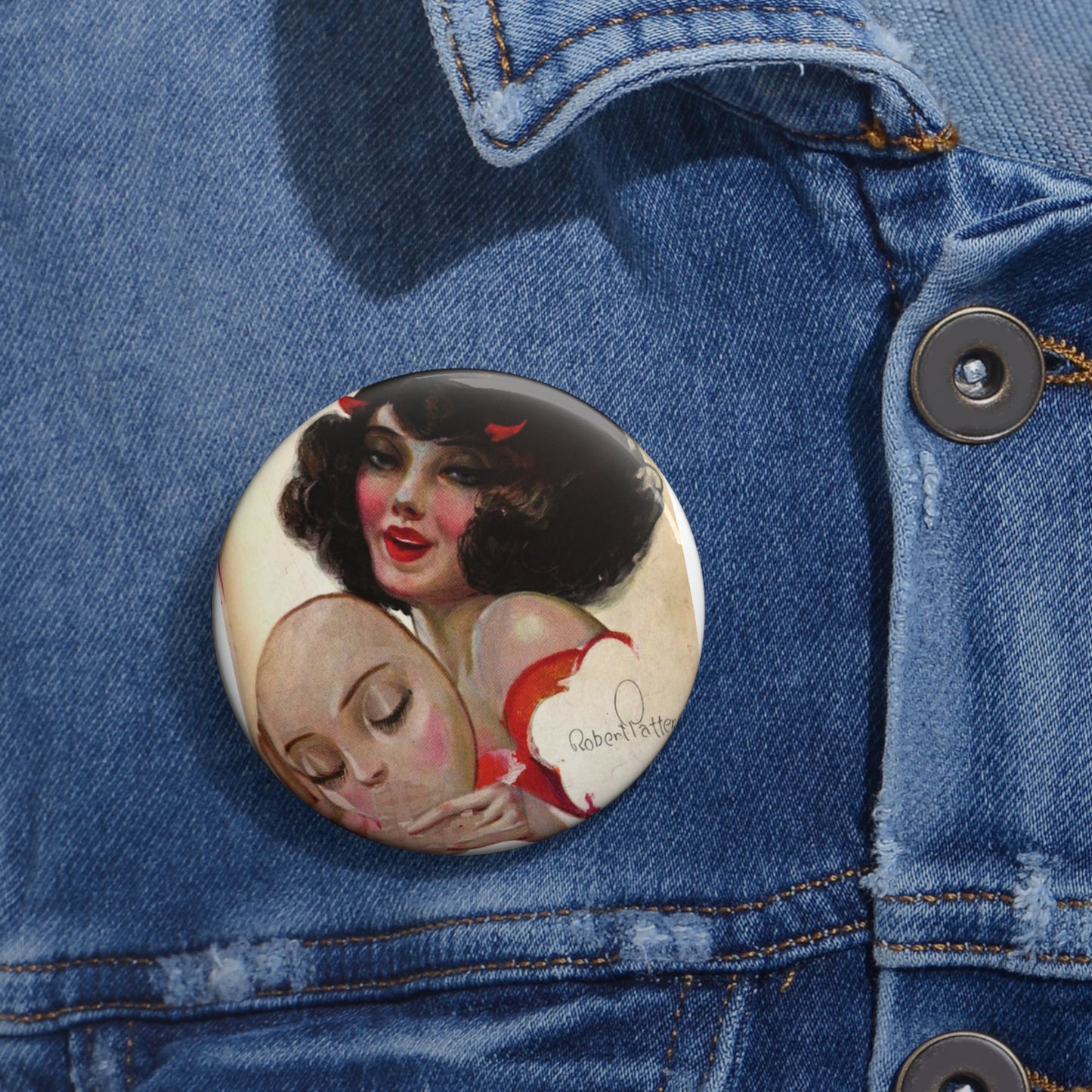 JudgeMagazine14Jun1924 - Art Deco public domain image Pin Buttons with Crisp Design
