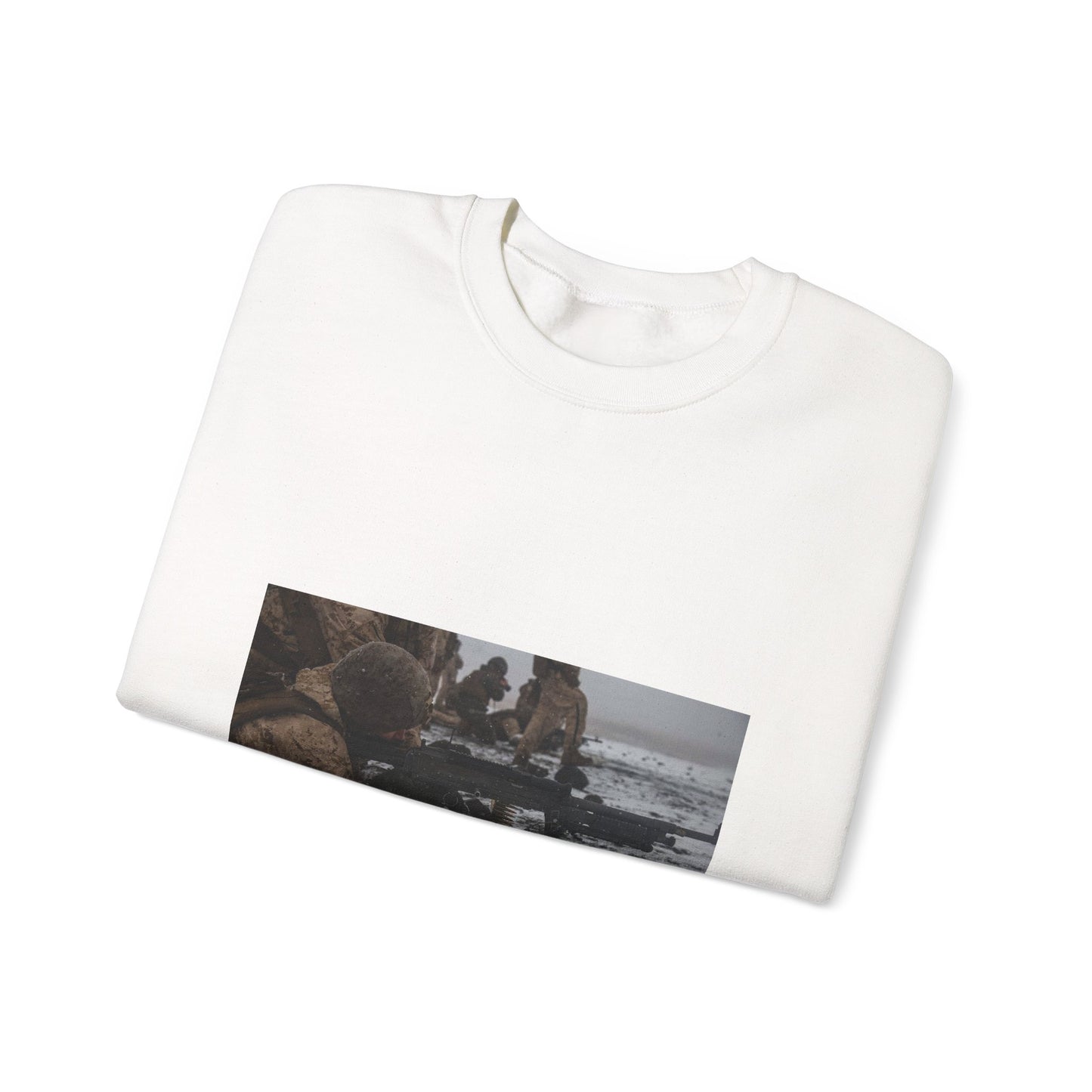 U.S. Marine Corps Lance Cpl. Jimmy Medders, a machine White Heavy Blend Adult Crew Neck SweatShirt