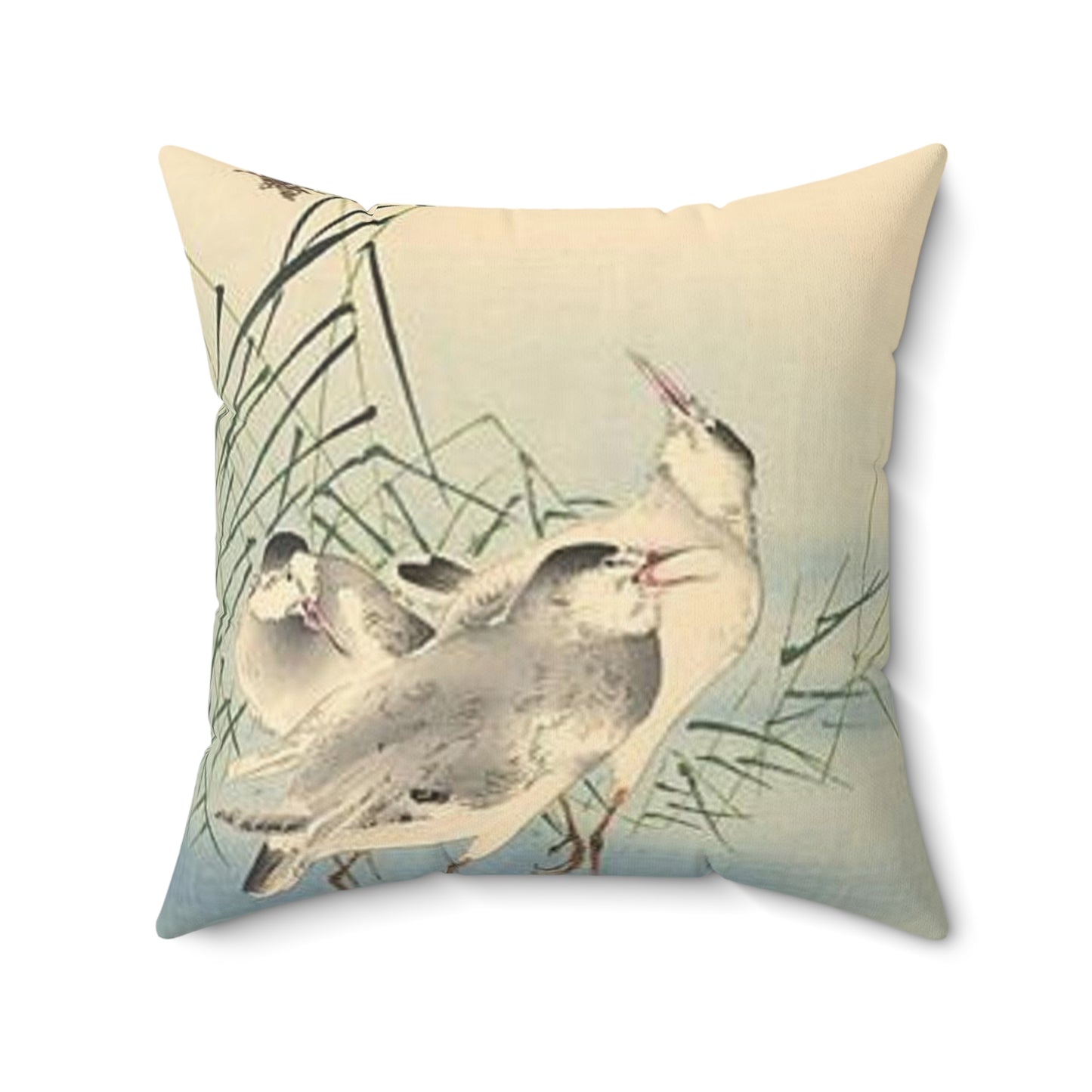Koson - sandpipers, Ohara Koson Decorative Accent Square Pillow