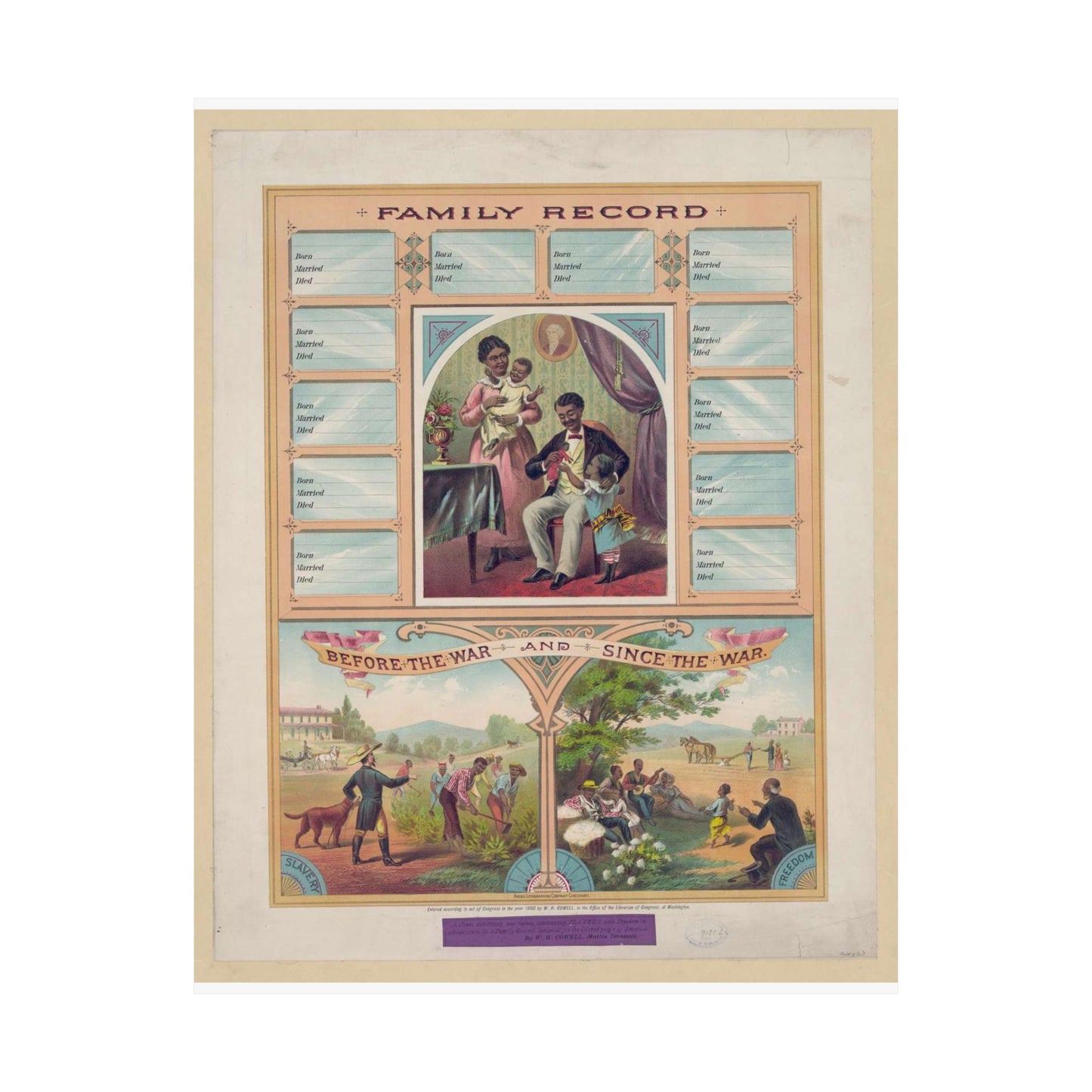Family record. Before the war and since the war / Krebs Lithographing Company, Cincinnati. High Quality Matte Wall Art Poster for Home, Office, Classroom