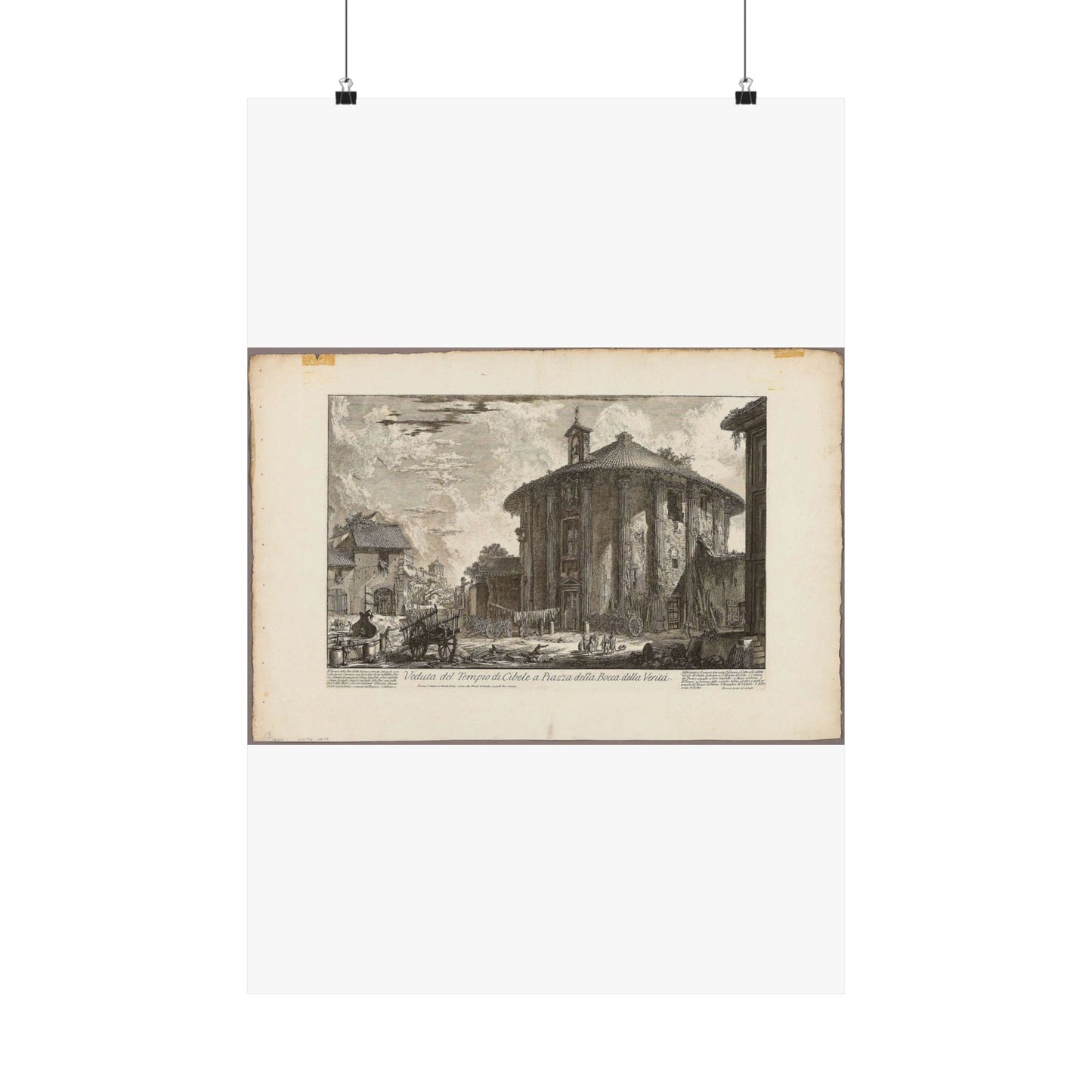 View of the Temple of Cybele in the Piazza of the Bocca della Verità, from Views of Rome High Quality Matte Wall Art Poster for Home, Office, Classroom