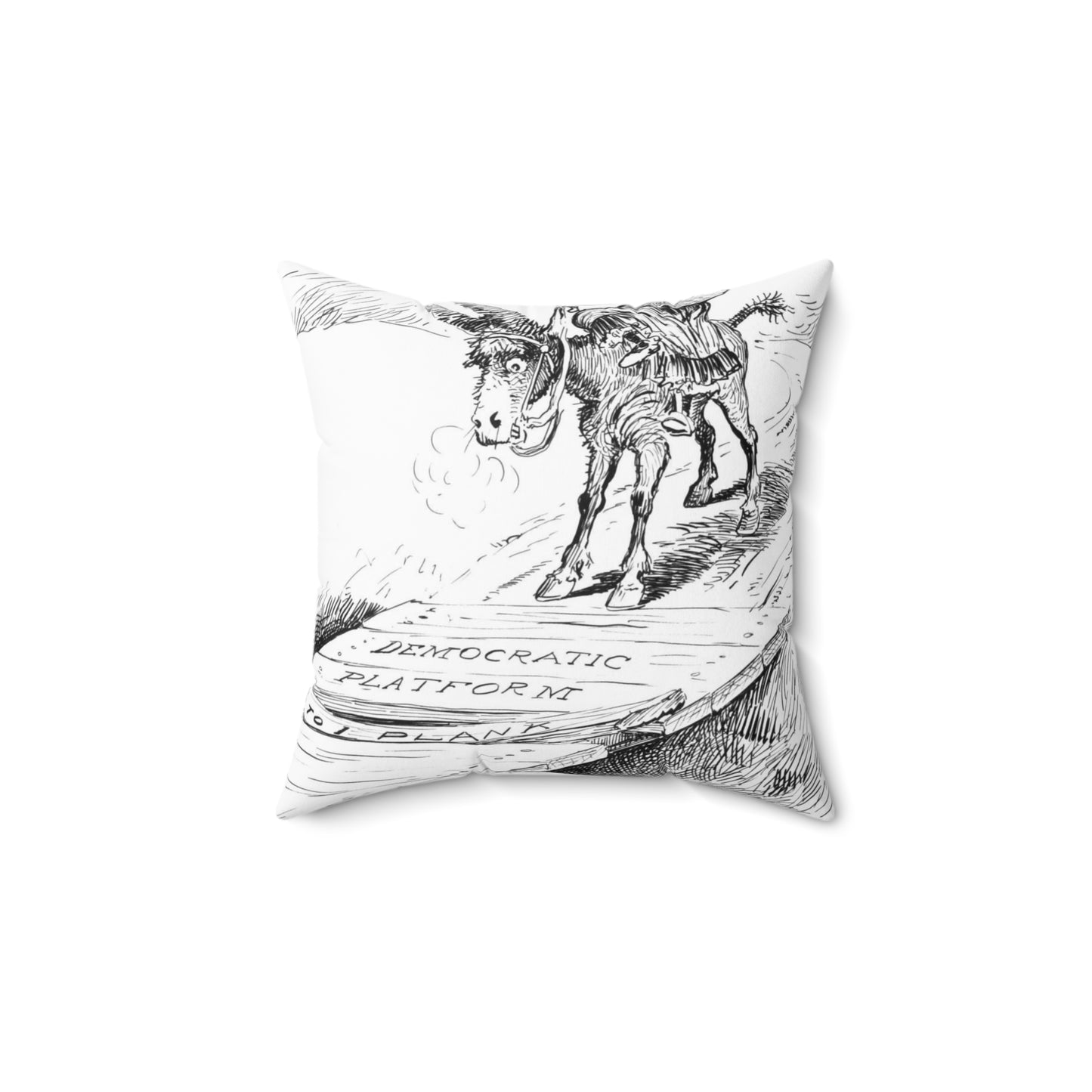 Skittish - Political cartoon, public domain image Decorative Accent Square Pillow