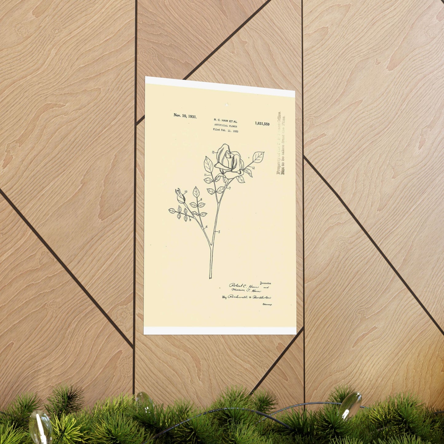 Patent Case File No. 1,831,559, Artificial Flower, Inventor(s)- Robert C. Ham and Marion T. Ham. - DPLA - 08745302078898b8870d70b04cb216a9 (page 5) High Quality Matte Wall Art Poster for Home, Office, Classroom