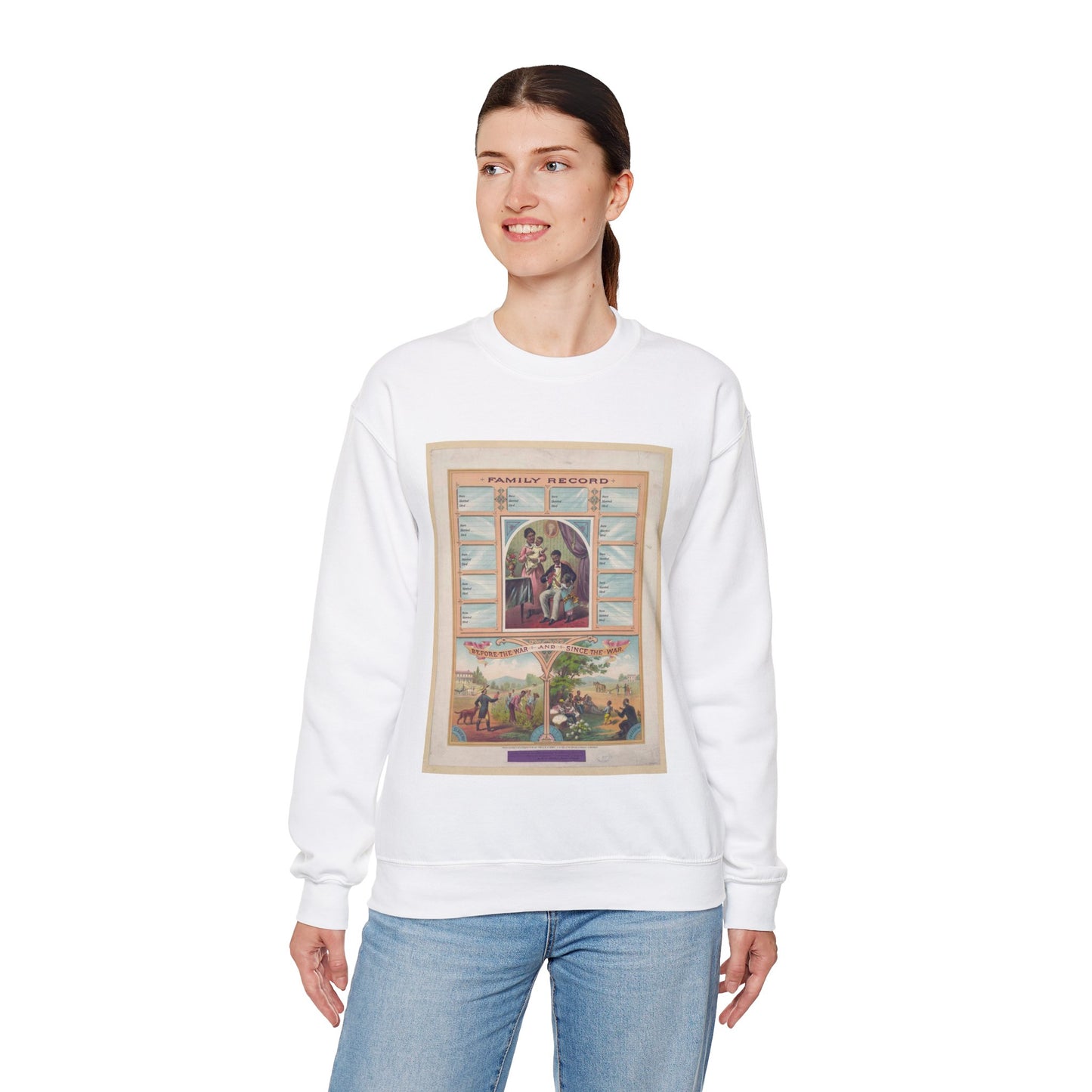 Family record. Before the war and since the war / Krebs Lithographing Company, Cincinnati. White Heavy Blend Adult Crew Neck SweatShirt