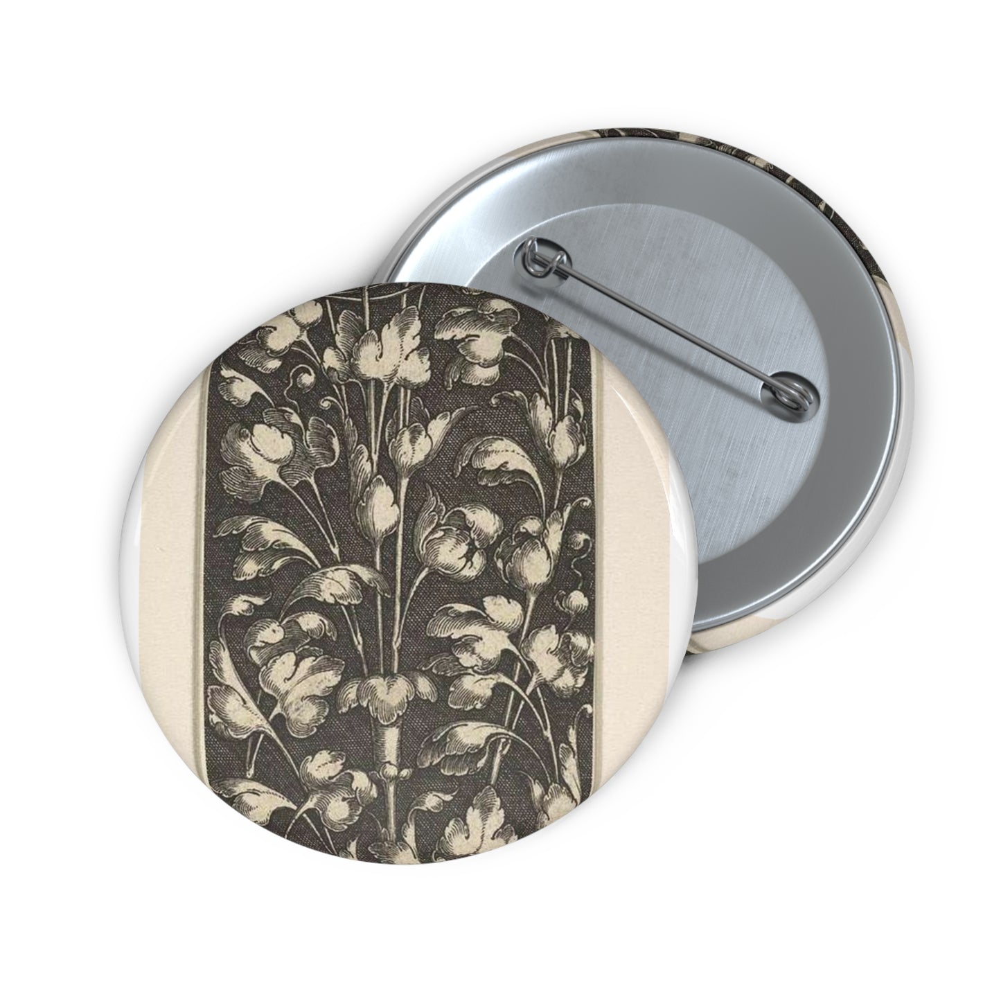 Heinrich Aldegrever - Bladranken met twee kinderen Pin Buttons with Crisp Design