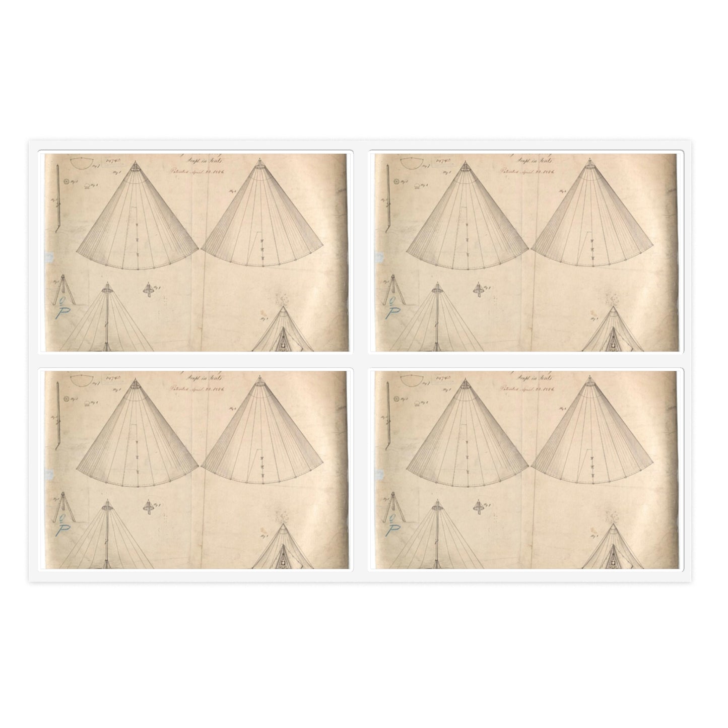 Patent drawing - Drawing of Improvement in Tents Public domain image Laminated UV Protective Vinyl Stickers