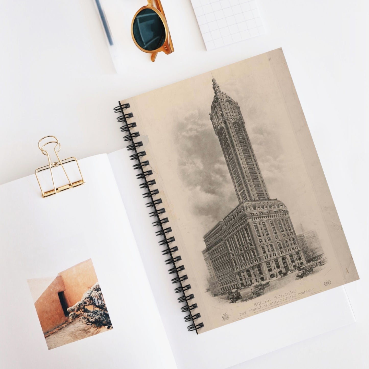 Singer Building, The Singer Manufacturing Company, no. 149 Broadway, cor. Liberty Street, New York City, New York, U.S.A., highest building in the world Spiral Bound Ruled Notebook with Printed Cover