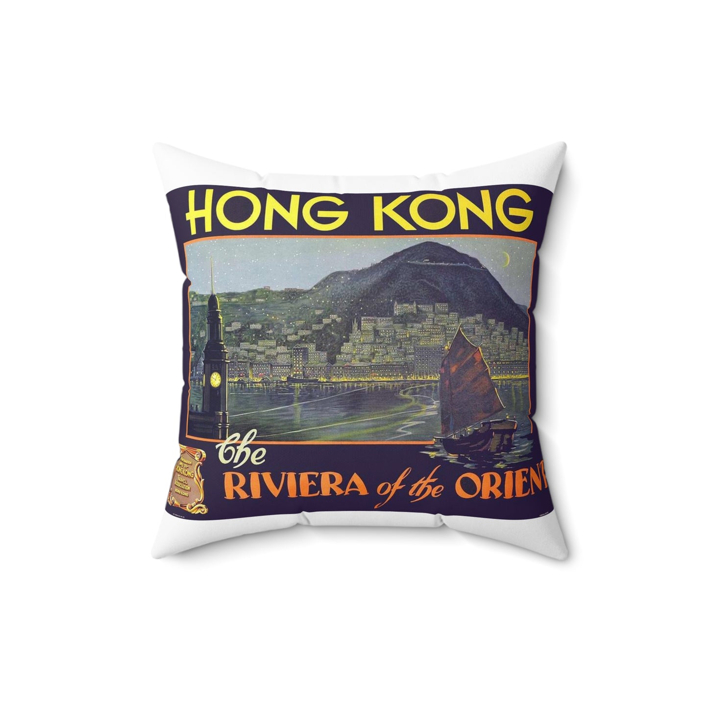Hong Kong – Riviera of the Orient, c. 1930 Decorative Accent Square Pillow