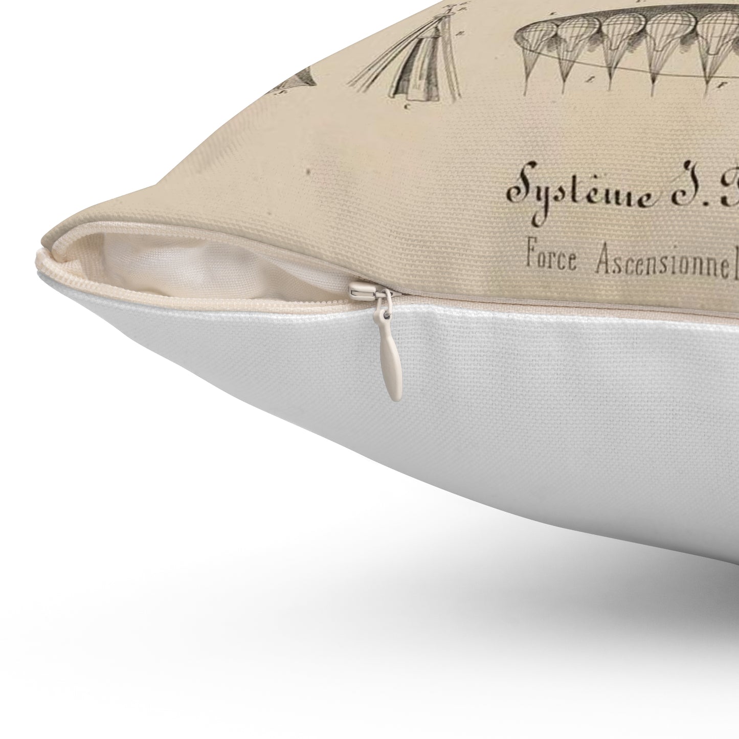 Patent drawing - Navire aérien dirigeable. Systême J.B. Métivier, force ascensionnelle 90,000 kos. Public domain image Decorative Accent Square Pillow