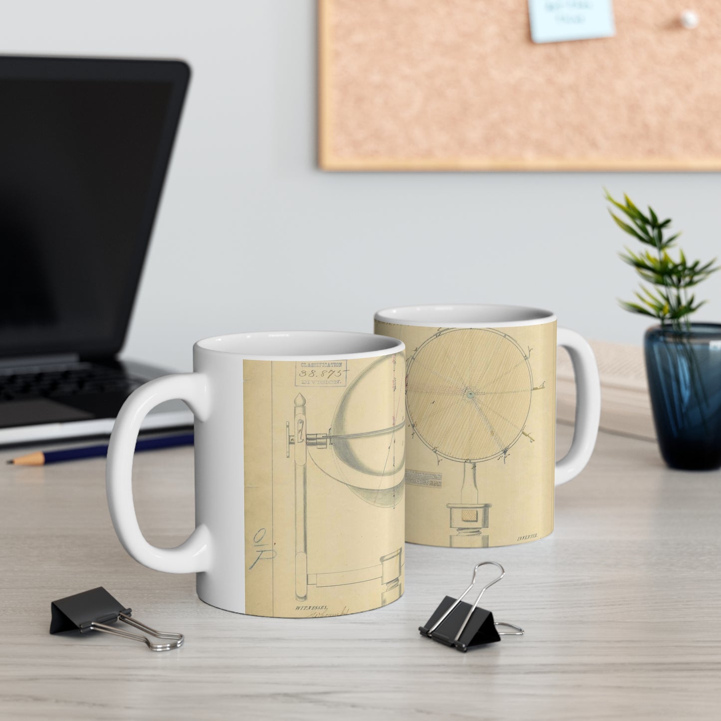 Patent drawing - Drawing of an Improvement in School Globes Public domain image Beautiful Novelty Ceramic Coffee Mug 11oz
