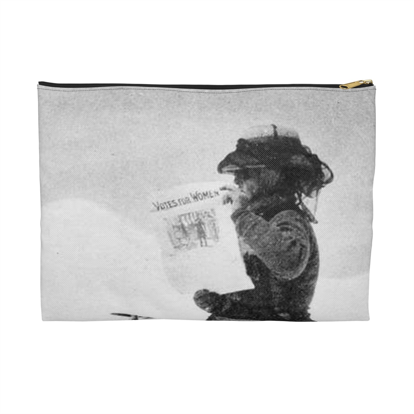 FannyBullockWorkmanVotesWomen - A woman standing in the snow holding a sign Large Organizer Pouch with Black Zipper