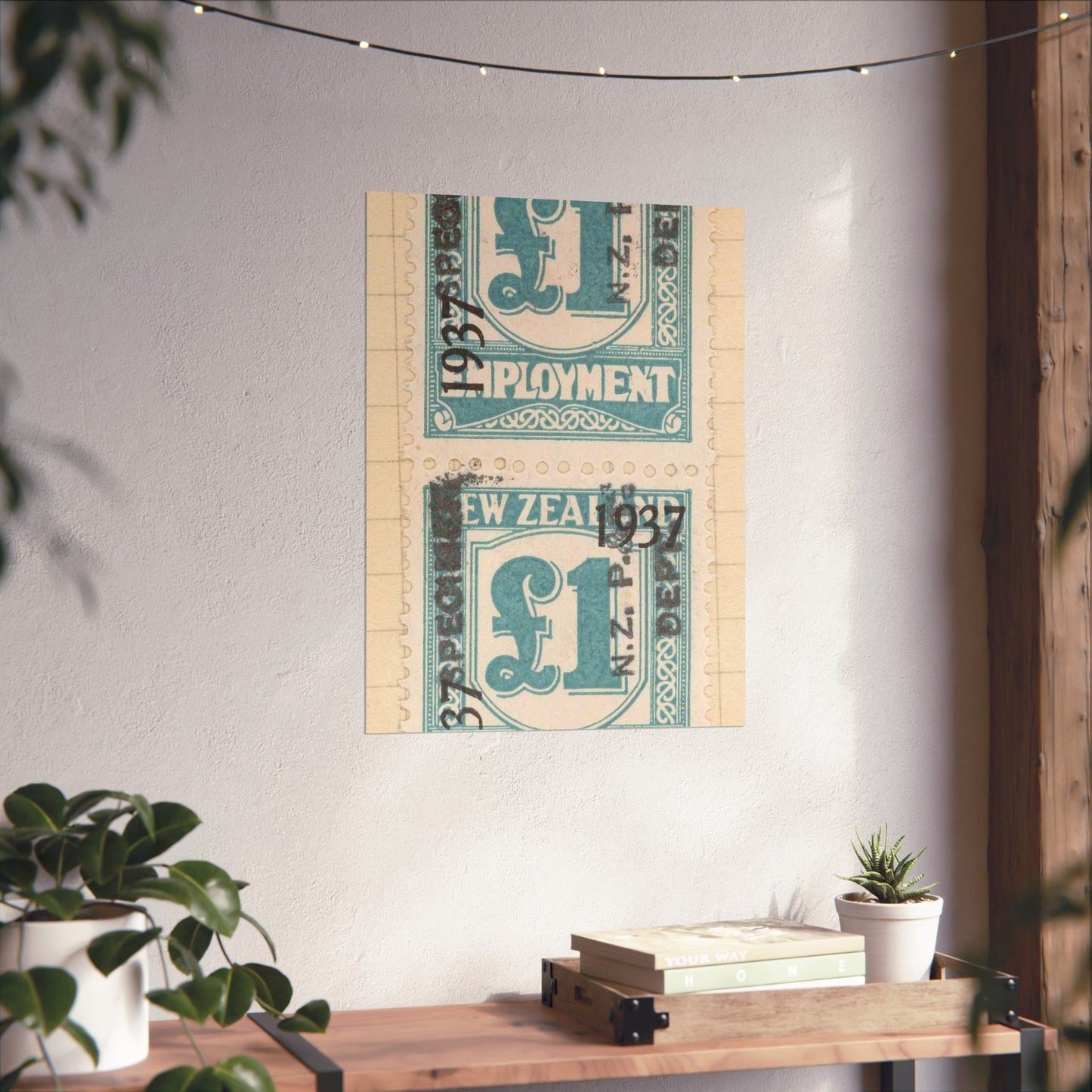 Block of one pound Unemployment Relief stamps overprinted '1937' and 'Specimen' High Quality Matte Wall Art Poster for Home, Office, Classroom