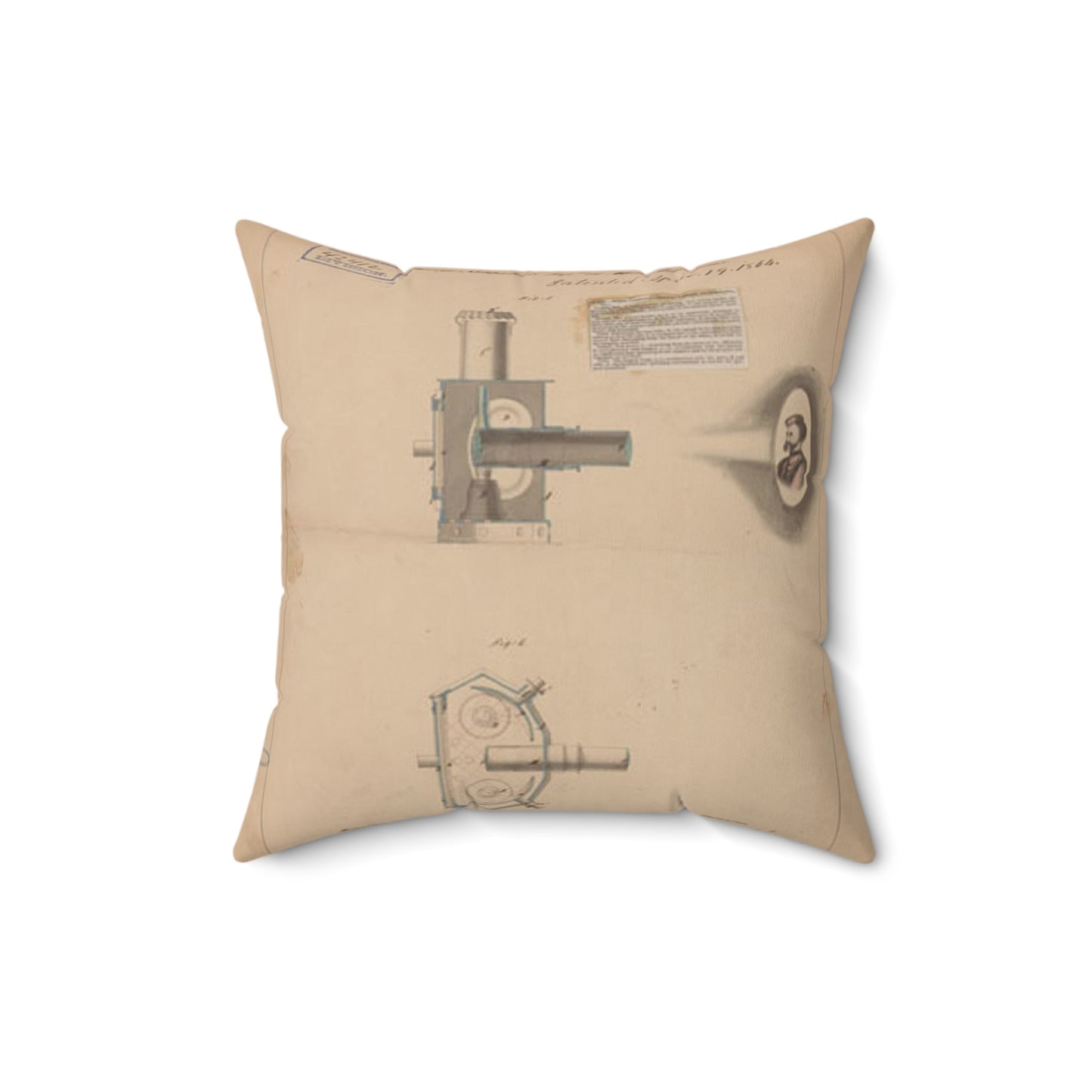 Patent drawing - Drawing of Improvement in Magic Lanterns Public domain image Decorative Accent Square Pillow