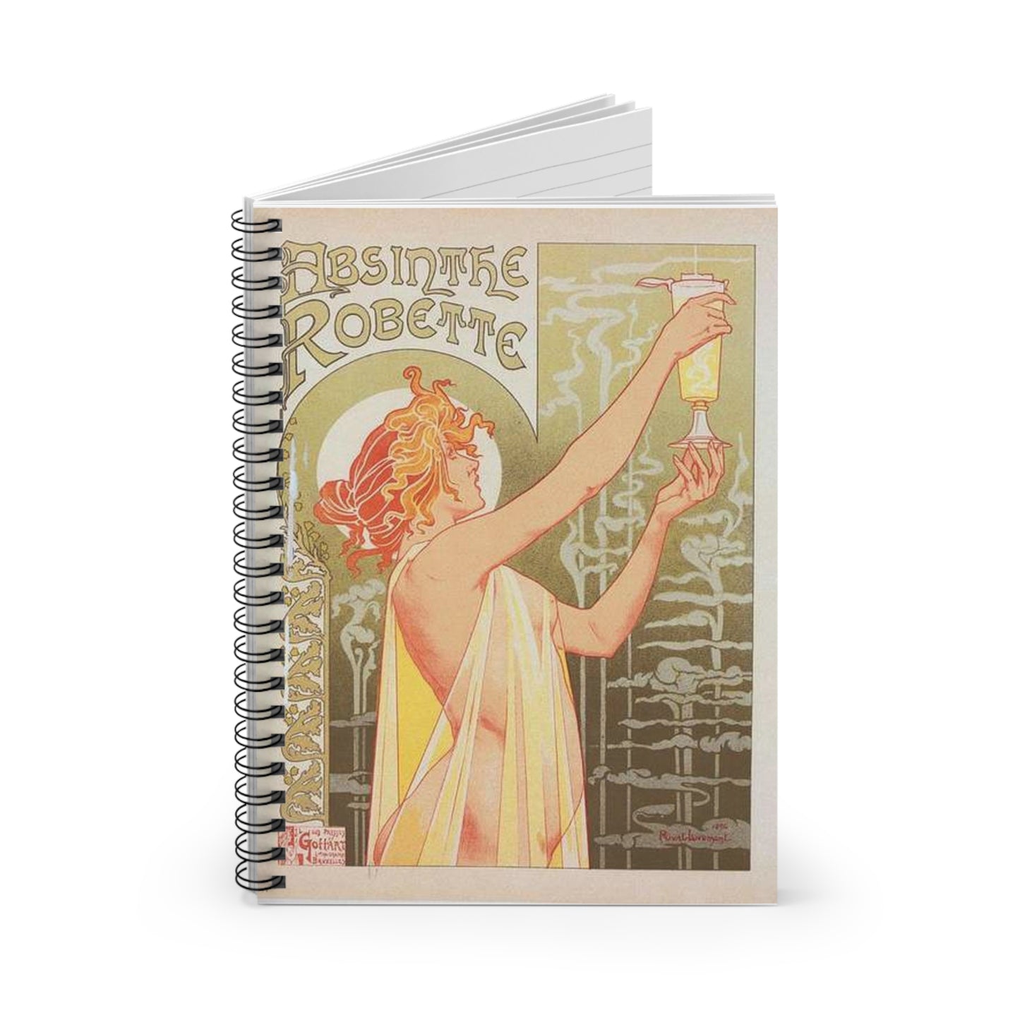 Affiche belge pour l' "Absinthe Robette". Spiral Bound Ruled Notebook with Printed Cover