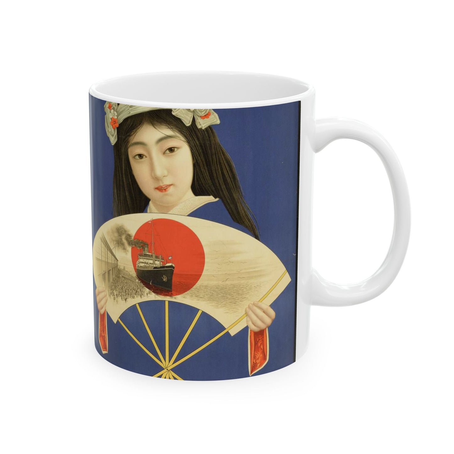 Toyo Kisen Kaisha = Oriental Steam-Ship Company (Woman with a fan) (rbm-coll3020-01-03) Beautiful Novelty Ceramic Coffee Mug 11oz