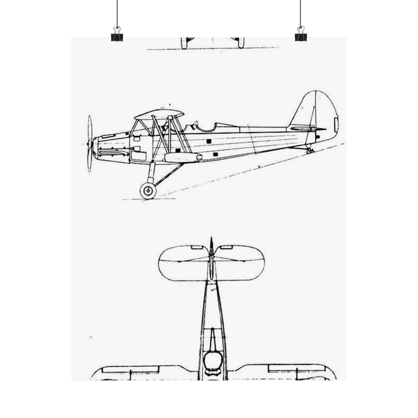 Patent drawing - Gotha Go.145 3-view L'Aerophile August 1937 Public domain image High Quality Matte Wall Art Poster for Home, Office, Classroom