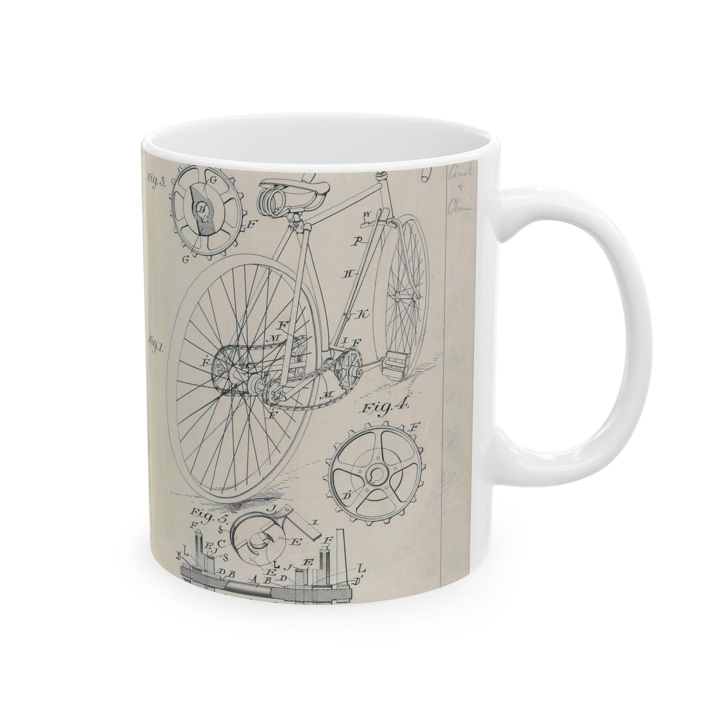 Patent drawing - for J. J. Hentz' Bicycle Public domain image Beautiful Novelty Ceramic Coffee Mug 11oz