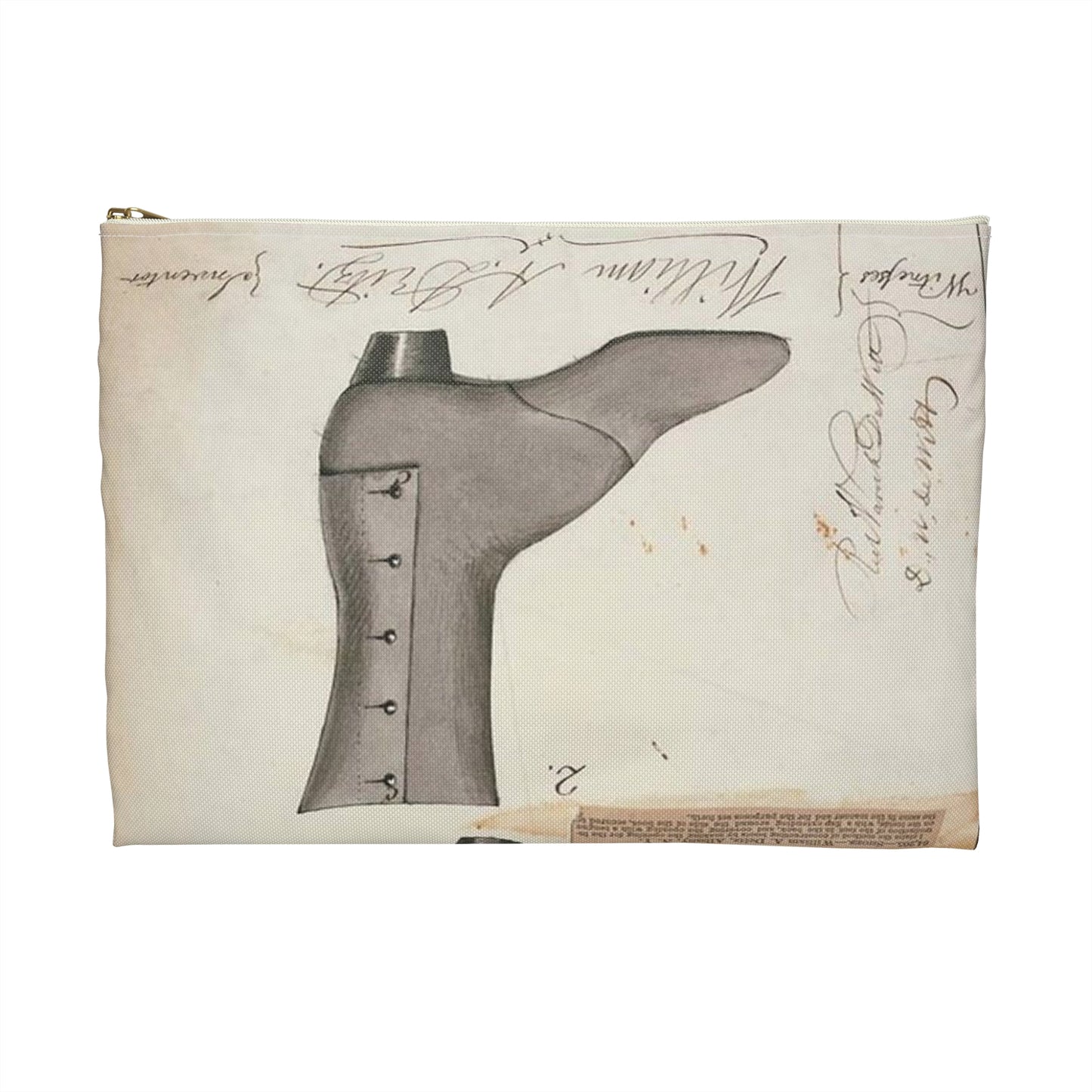 Patent drawing - Drawing of Improved Boot Public domain image Large Organizer Pouch with Black Zipper