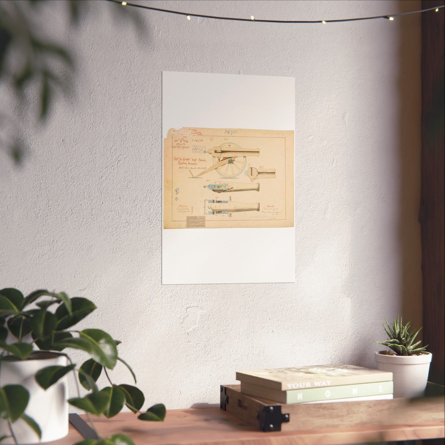 Patent drawing - Drawing of Improved Breech Loading Cannon Public domain image High Quality Matte Wall Art Poster for Home, Office, Classroom
